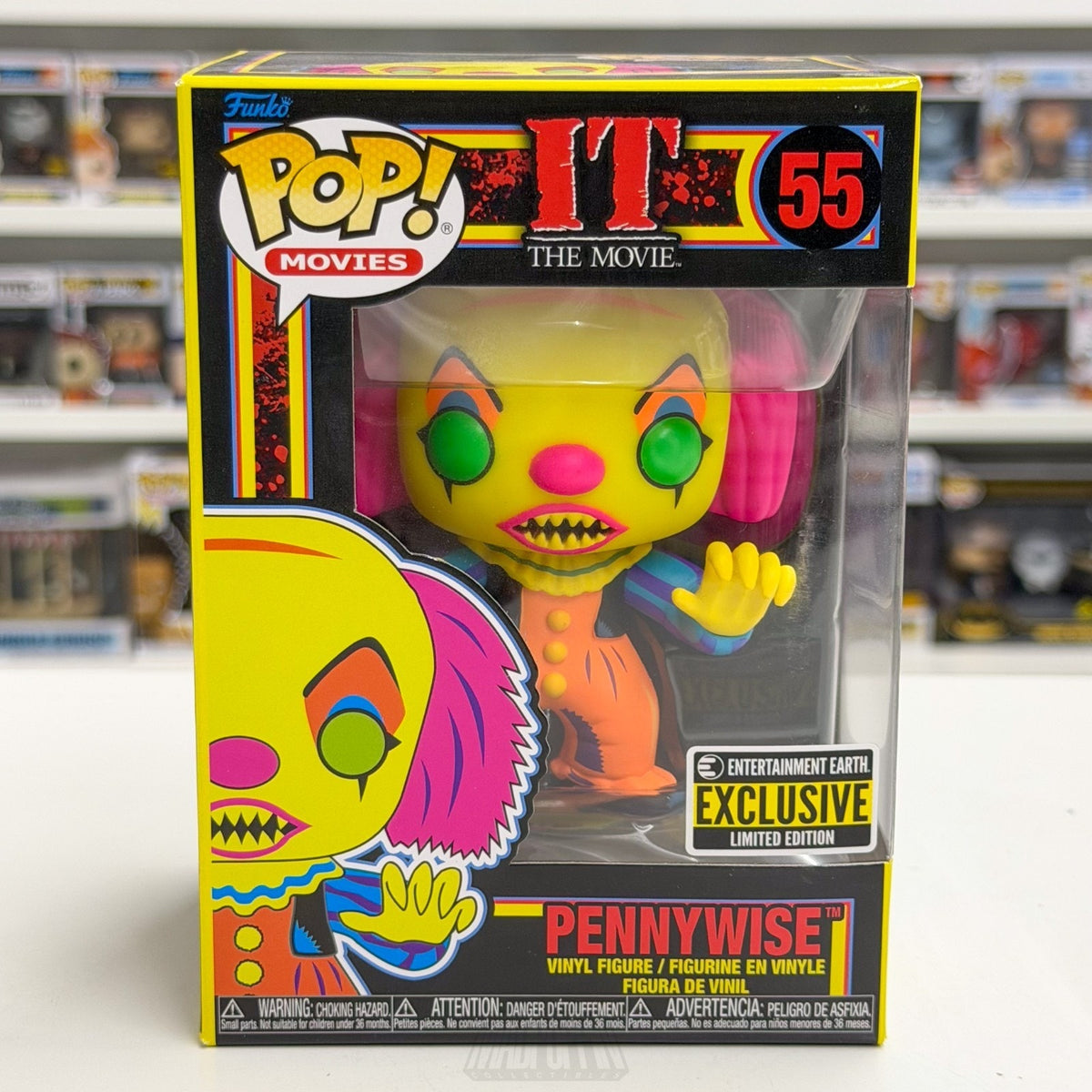 Funko Pop Movies It Pennywise Blacklight Entertainment Earth 55 Toy Vinyl Figure