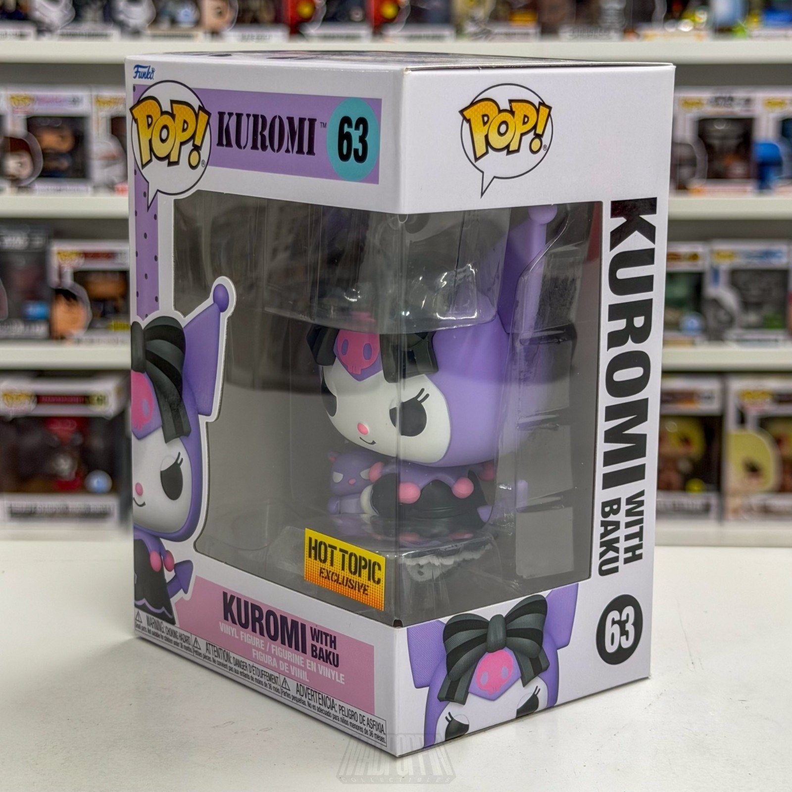 Funko Pop Sanrio Kuromi w/Baku Hot Topic 63 Kawaii Cute Rabbit Toy Vinyl Figure