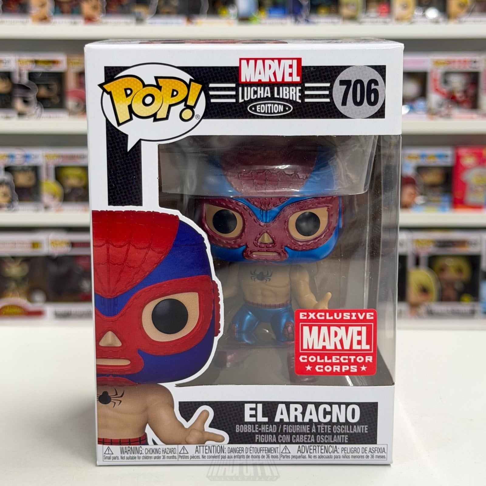 Funko Pop Marvel Collector Corps Lucha Libre El Aracno Metallic 706 Toy Figure
