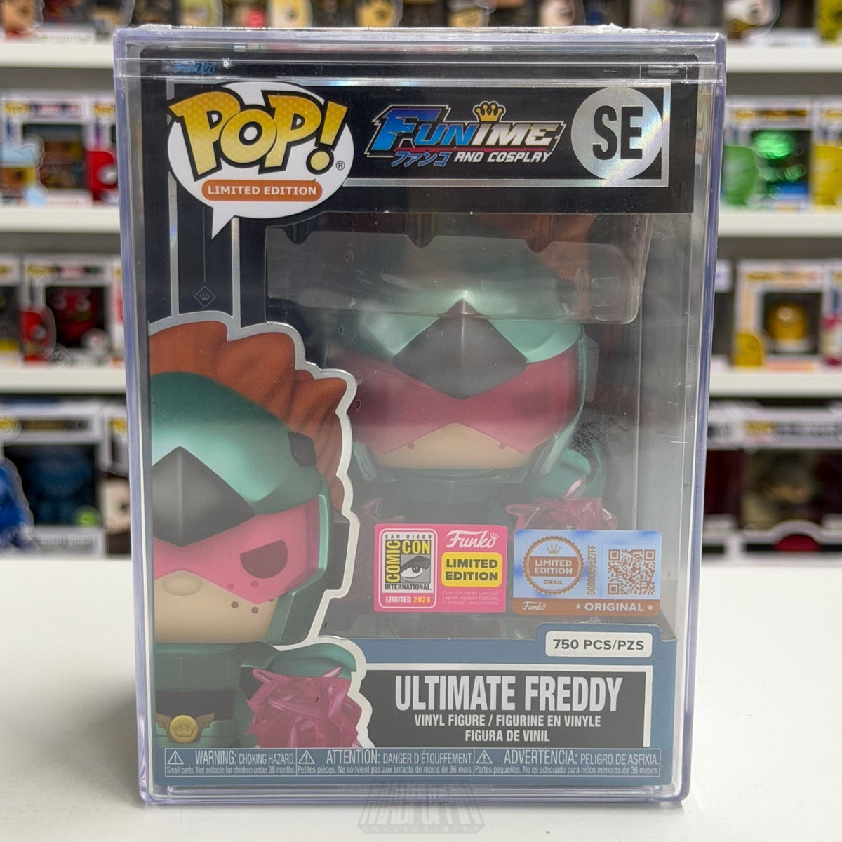 Funko Pop Funime & Cosplay Ultimate Freddy SE 750 SDCC 2026 GRAIL CON STICKER