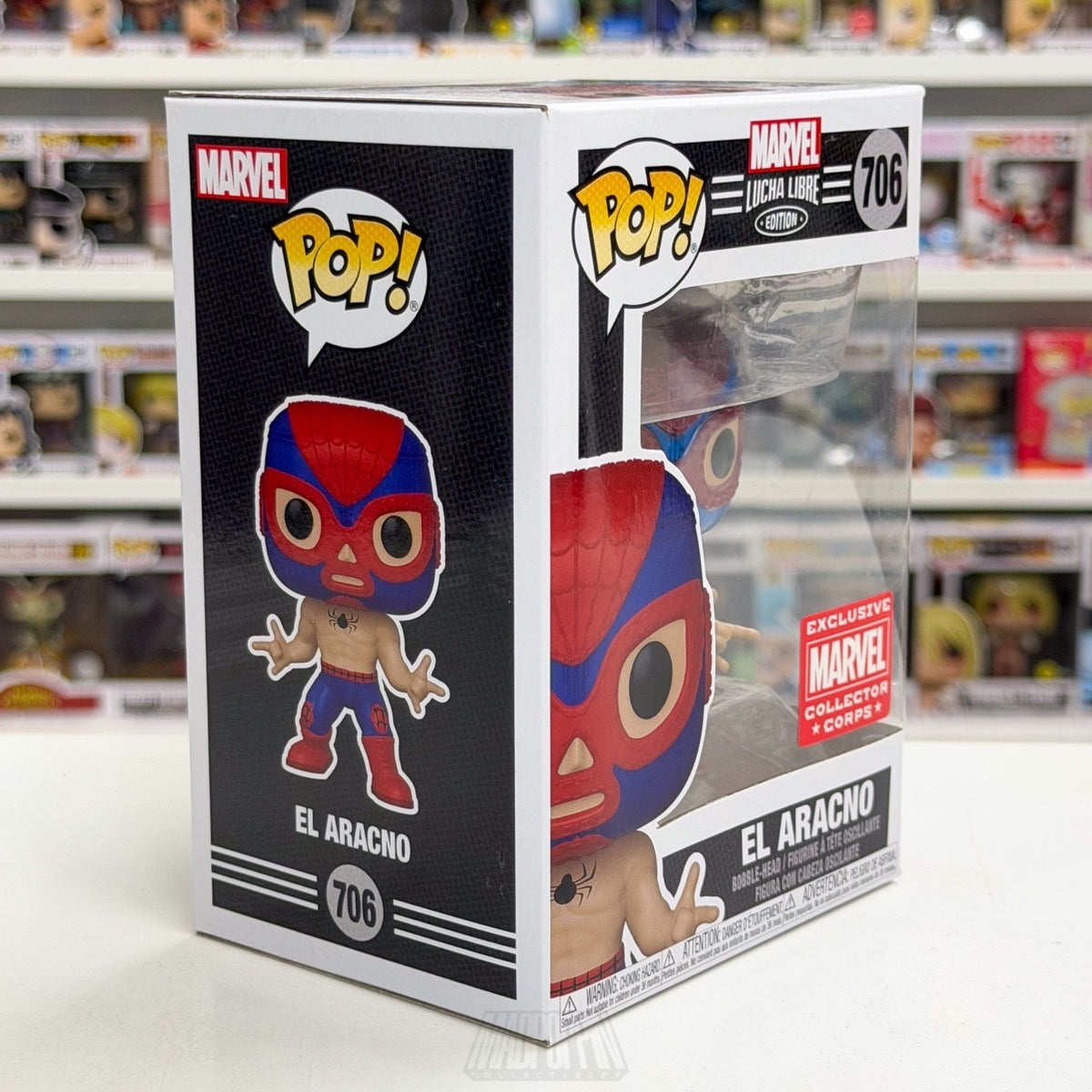 Funko Pop Marvel Collector Corps Lucha Libre El Aracno Metallic 706 Toy Figure