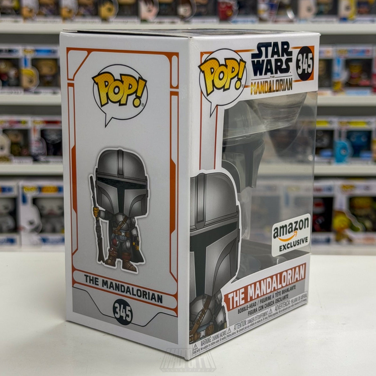 Funko Pop Star Wars The Mandalorian Chrome Amazon 345 Bounty Hunter Vinyl Figure