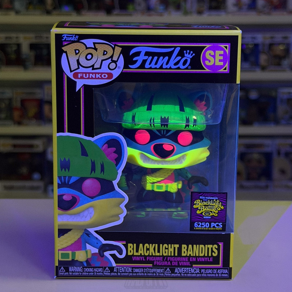 Funko Pop Fundays Blacklight Battle Bandits LE 6250 SE Raccoon Toy Vinyl Figure