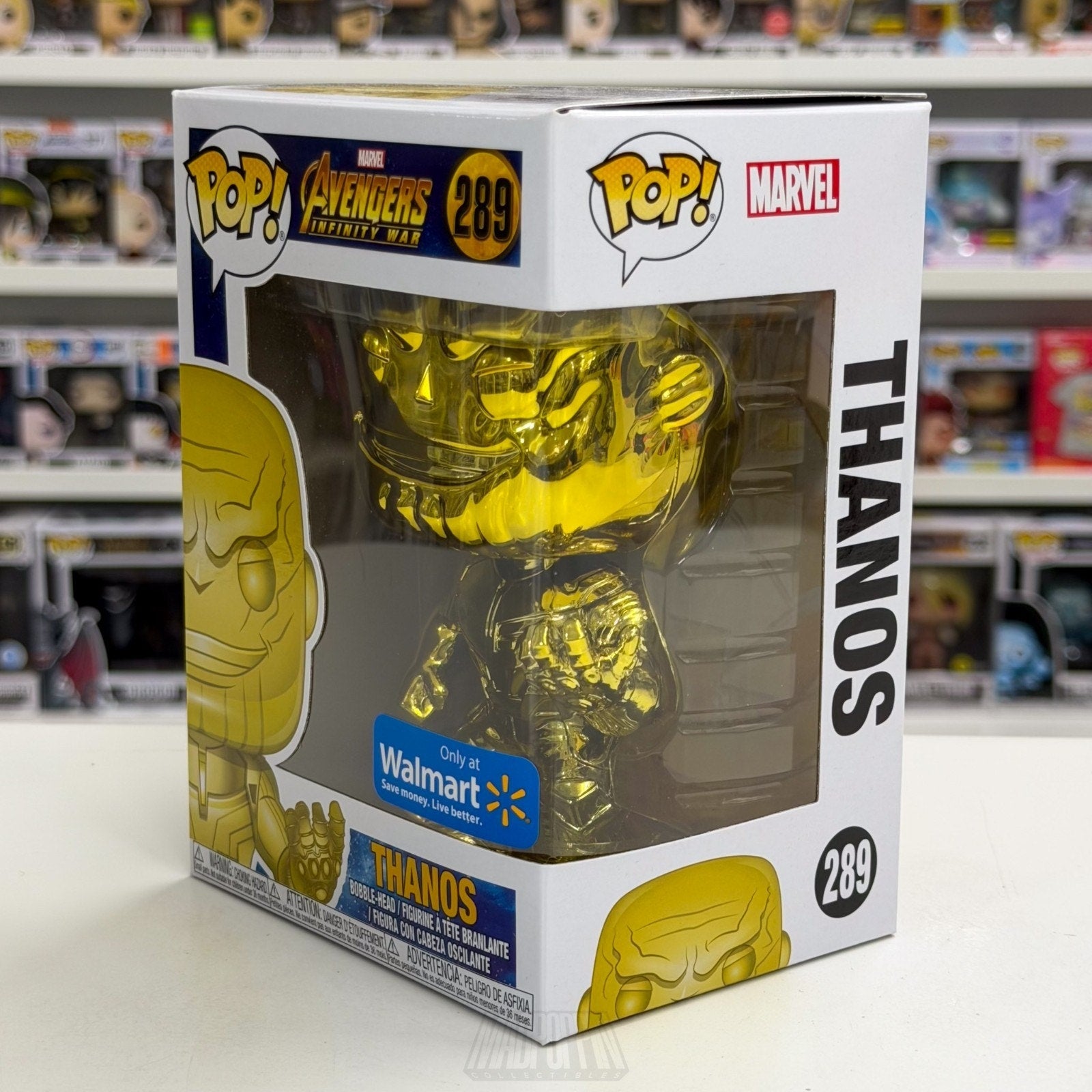 Funko Pop Marvel Avengers Infinity War Thanos Walmart Yellow Chrome 289 Figure
