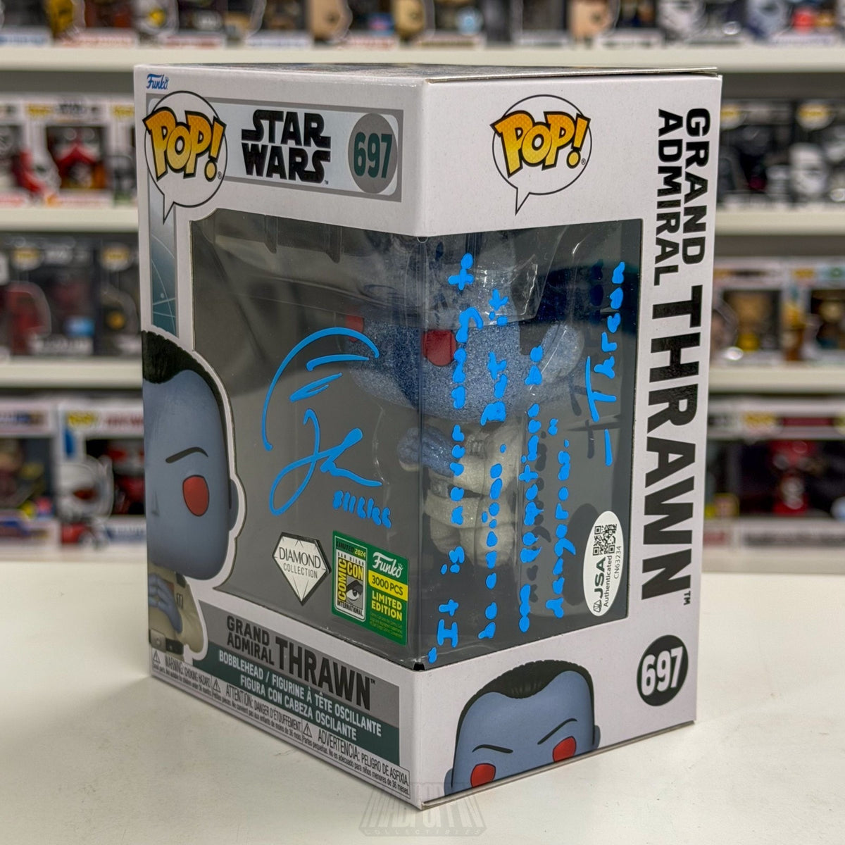 Funko Pop Star Wars Grand Admiral Thrawn Diamond SDCC Signed Auto JSA 697 Figure