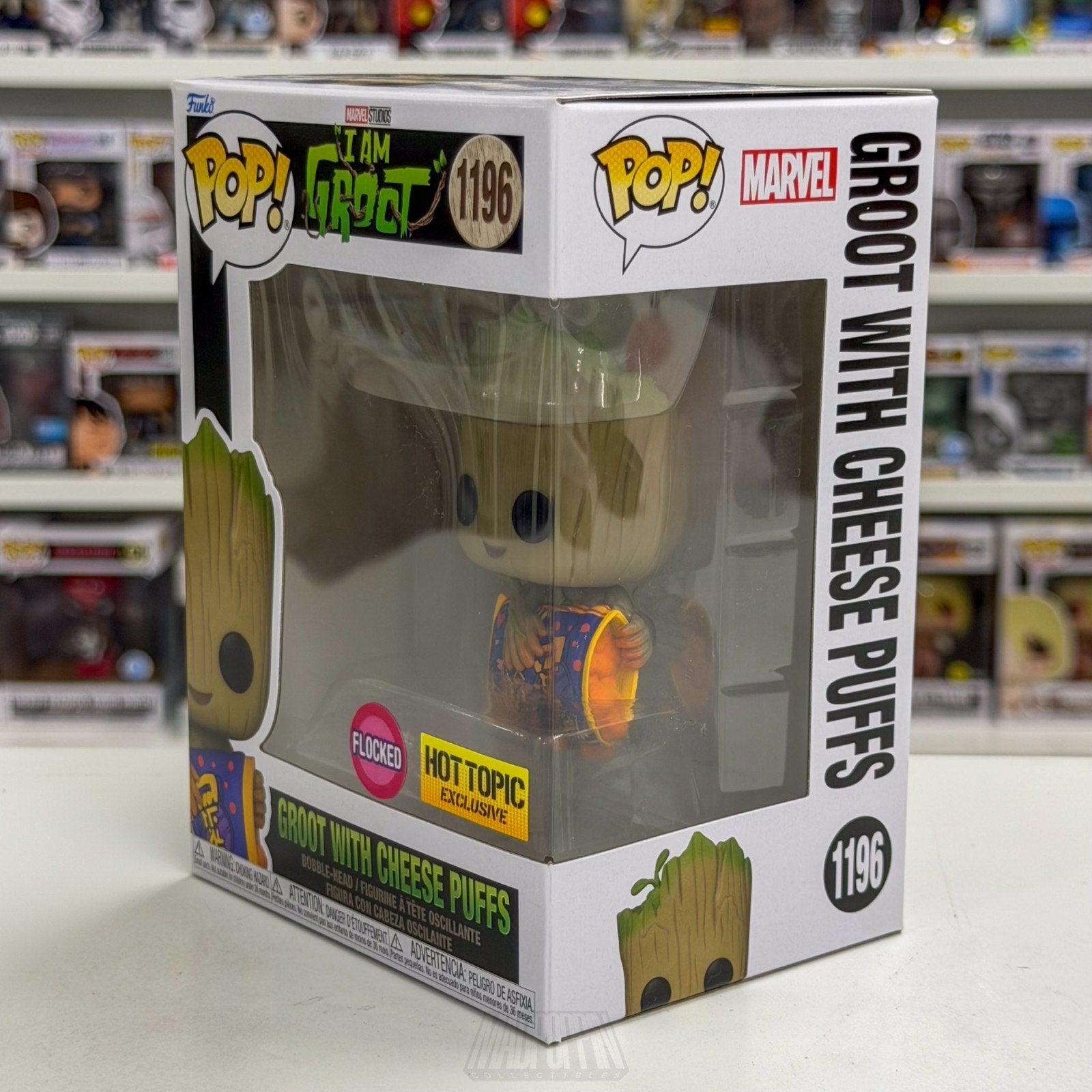Funko Pop Marvel I Am Baby Groot Cheese Puffs Flocked 1196 GOTG Toy Vinyl Figure