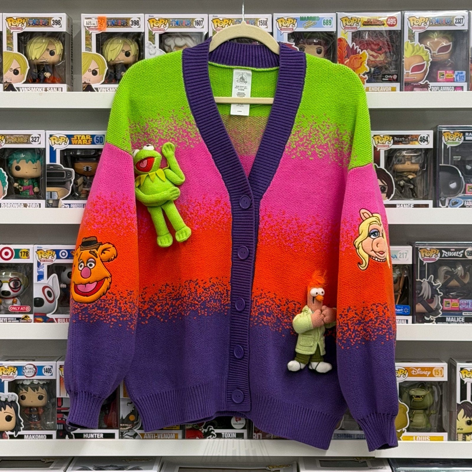 D23 Disney 2026 The Muppet Show Plush Cardigan Sweater 50th Anniversary LARGE