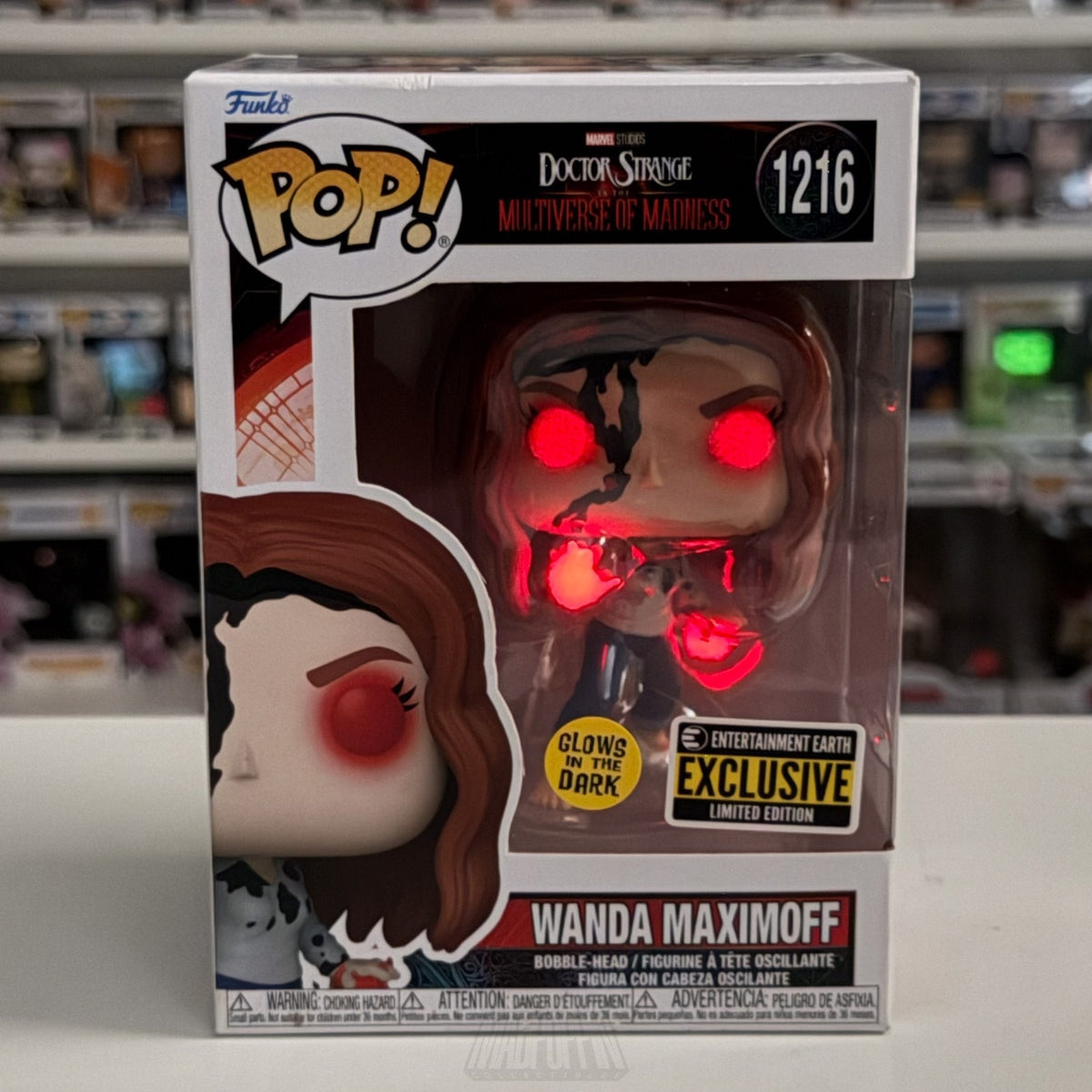 Funko Pop Marvel Wanda Maximoff Entertainment Earth Glow 1216 Witch Vinyl Figure