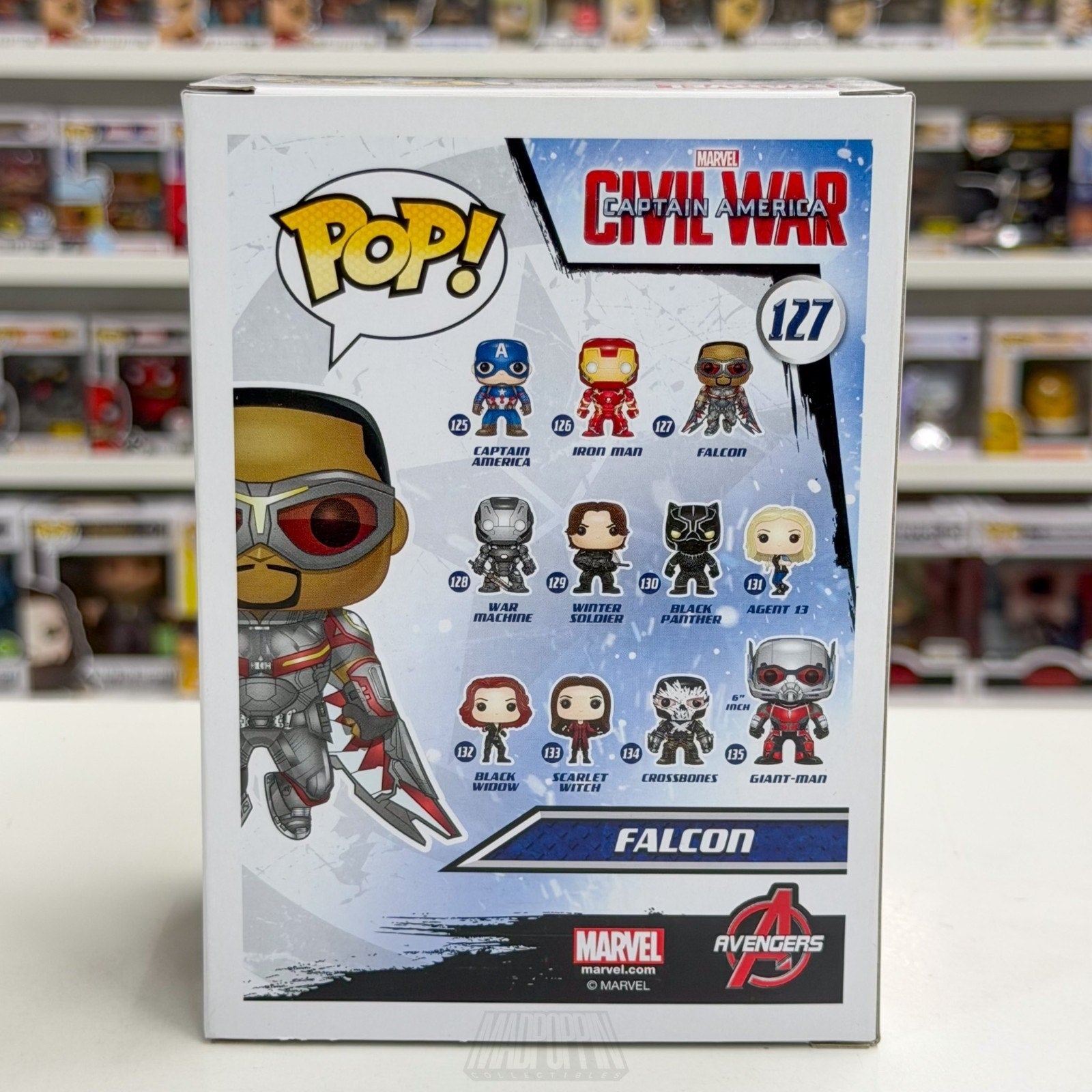 Funko Pop Marvel Captain America Civil War Falcon Hot Topic 127 Vinyl Figure
