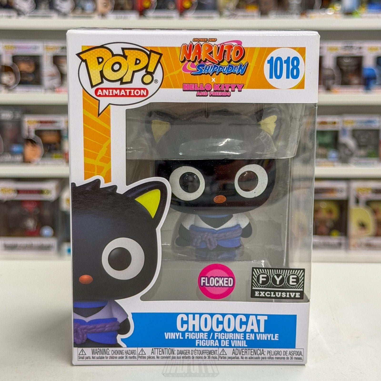 Funko Pop Anime Naruto x Hello Kitty Chococat Flocked FYE 1018 Kawaii Figure