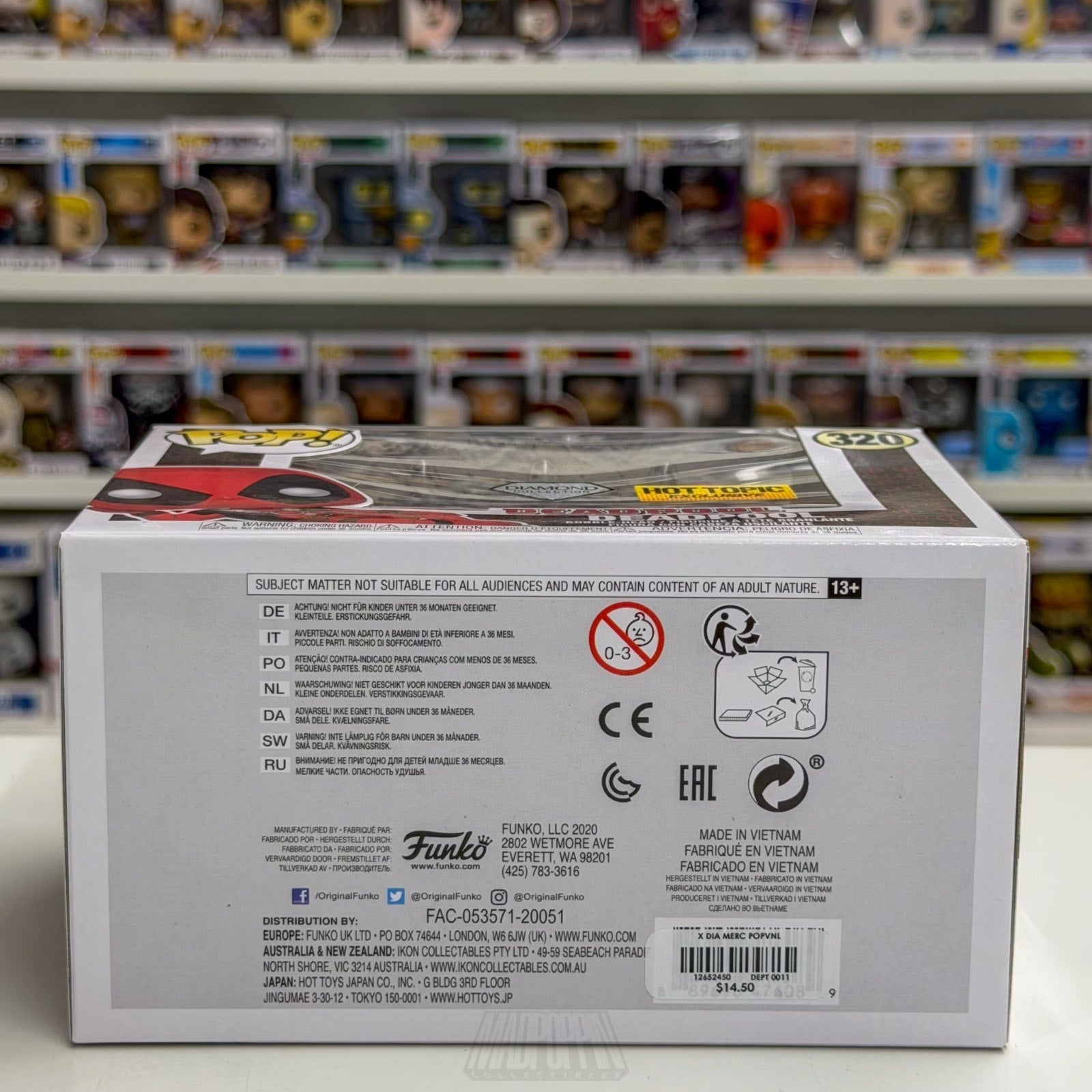 Funko Pop Marvel Deadpool Lounging Diamond Hot Topic 320 Mutant Toy Vinyl Figure