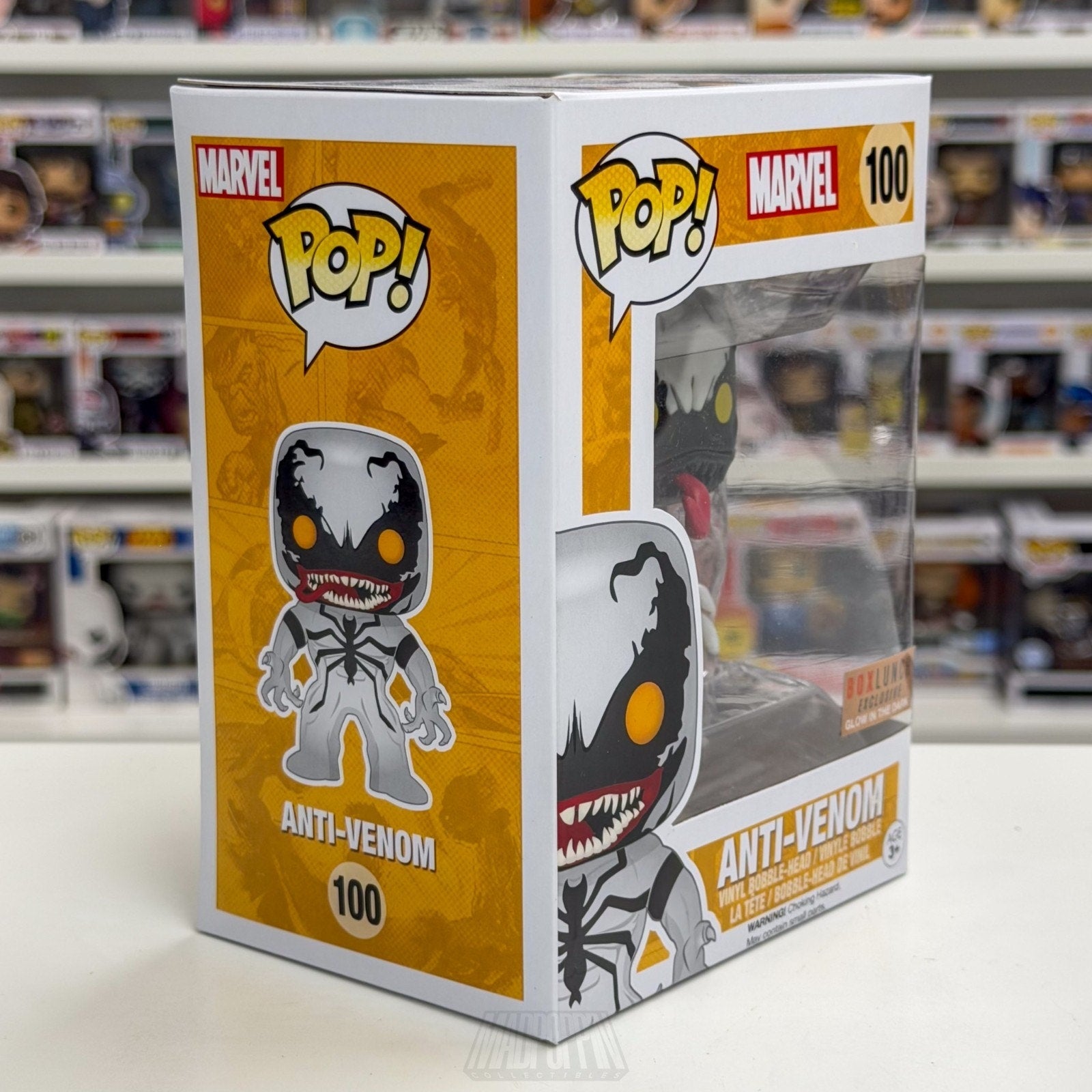 Funko Pop Marvel Anti-Venom Glow BoxLunch 100 Symbiote Spider-Man Vinyl Figure