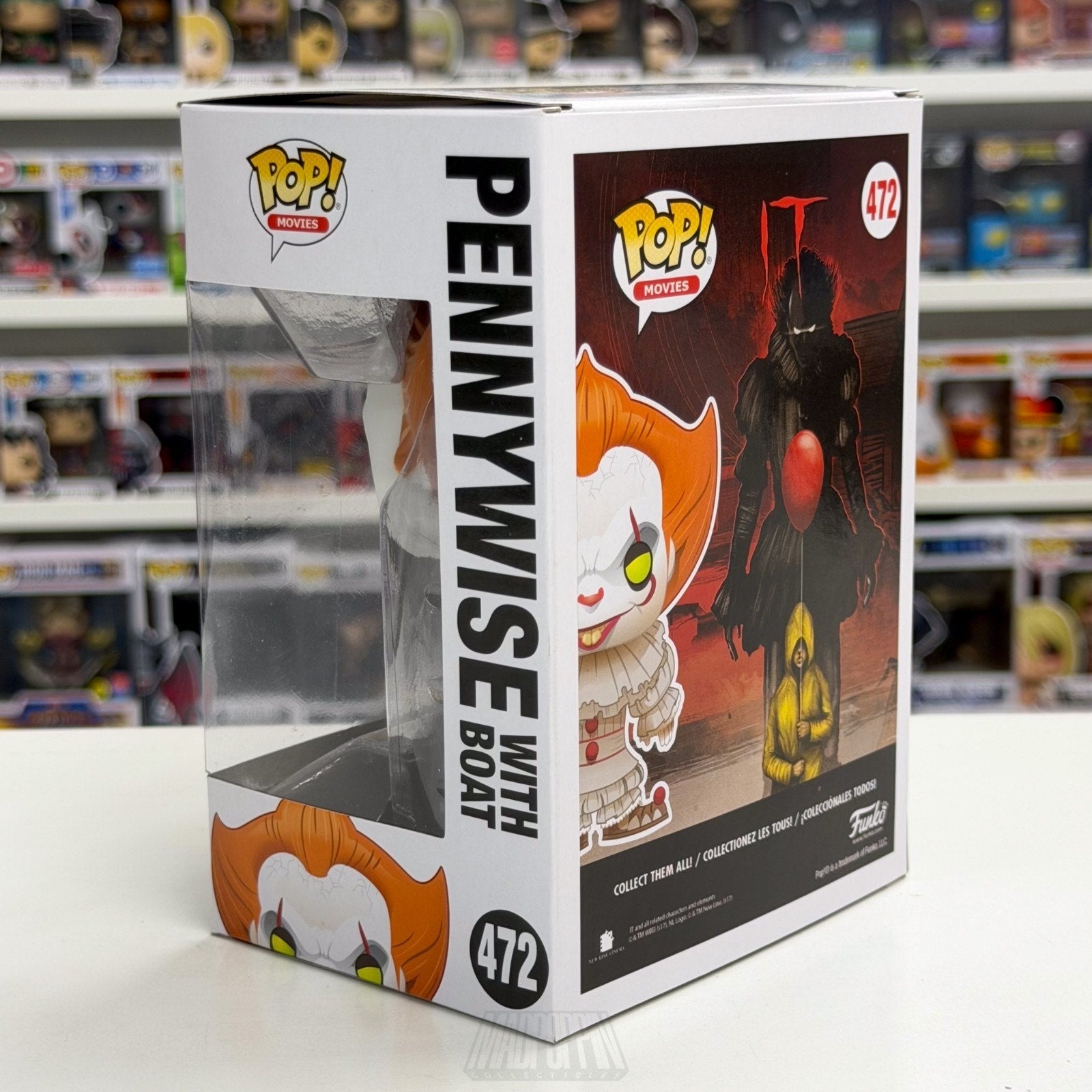 Funko Pop Movies It Pennywise w/Boat Yellow Eyes 472 Horror Stephen King Figure