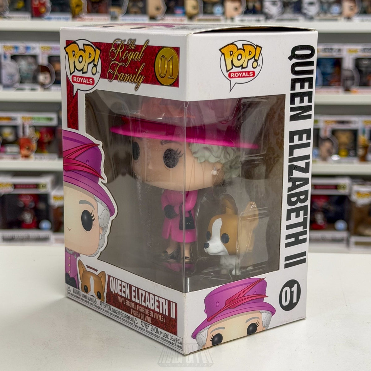 Funko Pop The Royal Family Queen Elizabeth II Pink Outfit Corgi 01 Vinyl Figure