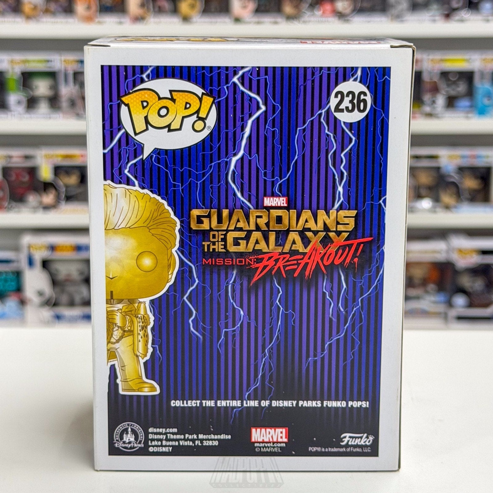 Funko Pop Marvel GOTG Disney Ride Mission Breakout The Collector Gold 236 Figure