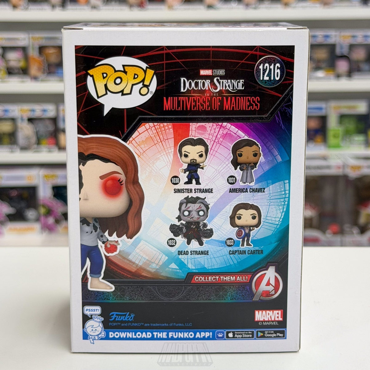 Funko Pop Marvel Wanda Maximoff Entertainment Earth Glow 1216 Witch Vinyl Figure