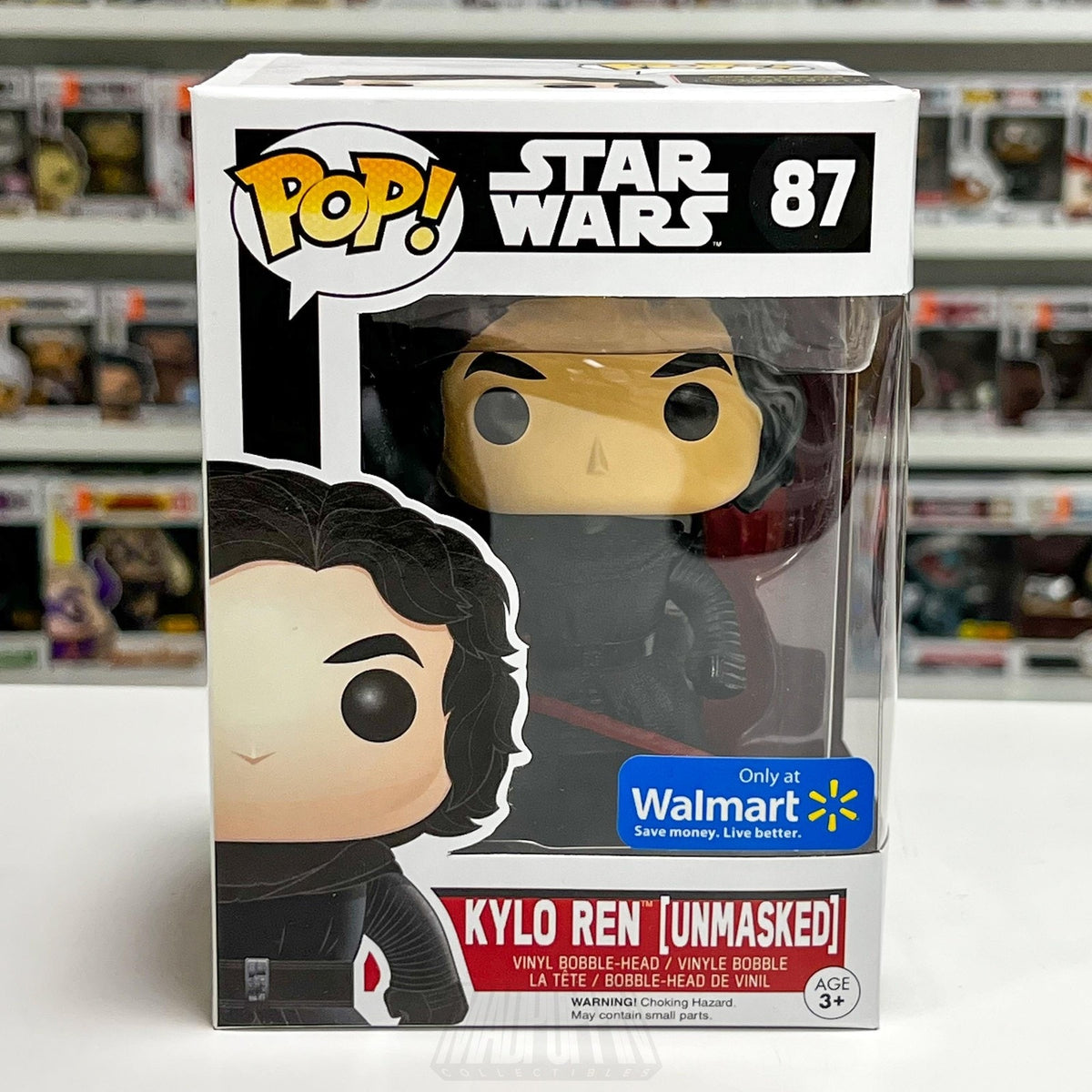 Funko Pop Star Wars Kylo Ren 87 Unmasked Walmart Exclusive Bobble-Head Figure