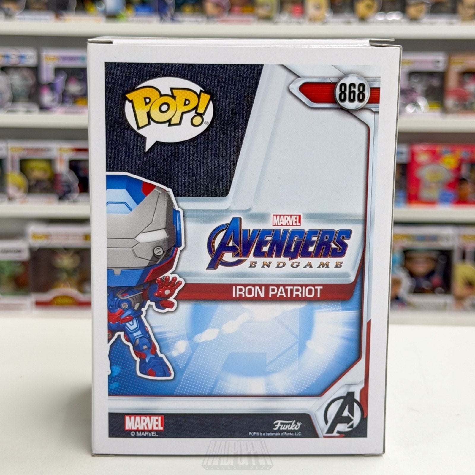 Funko Pop Marvel Avengers Endgame Iron Patriot Metallic Exclusive 868 Toy Figure