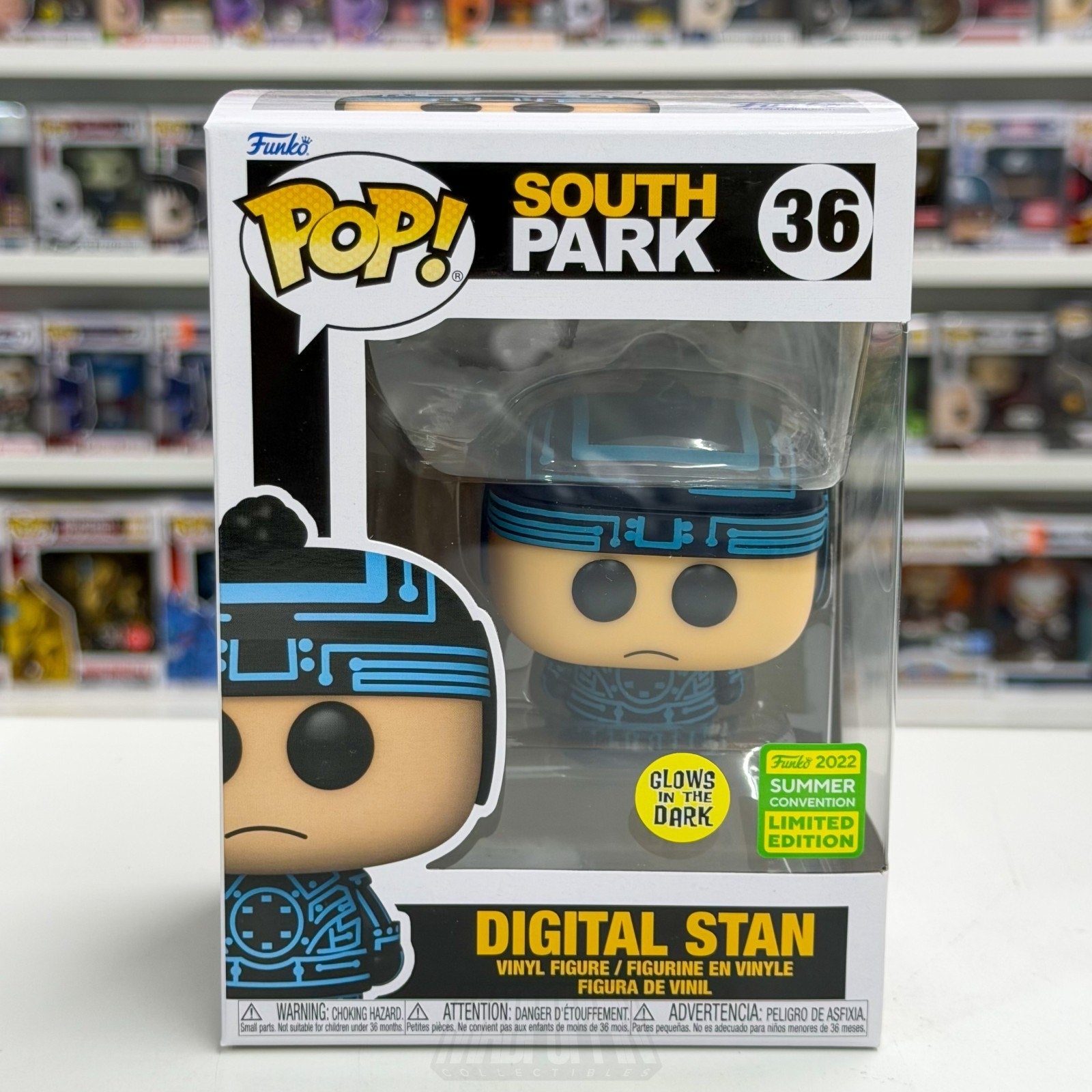 Funko Pop Animation South Park Digital Stan Marsh Glow SDCC 36 Tron Vinyl Figure