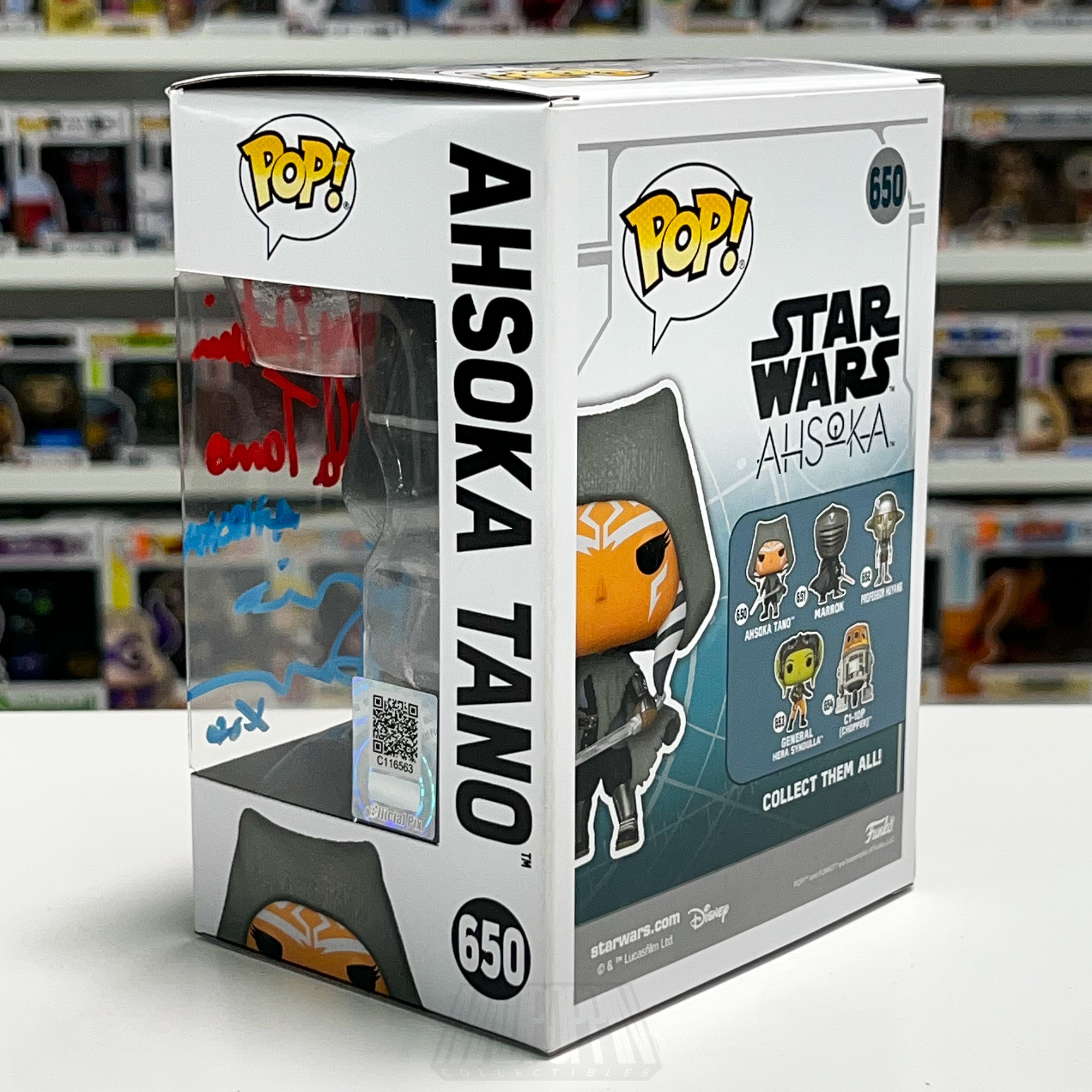 Funko Pop Star Wars Ahsoka Tano 650 Signed Ashley Eckstein Rosario Dawson COA - Madpoppin
