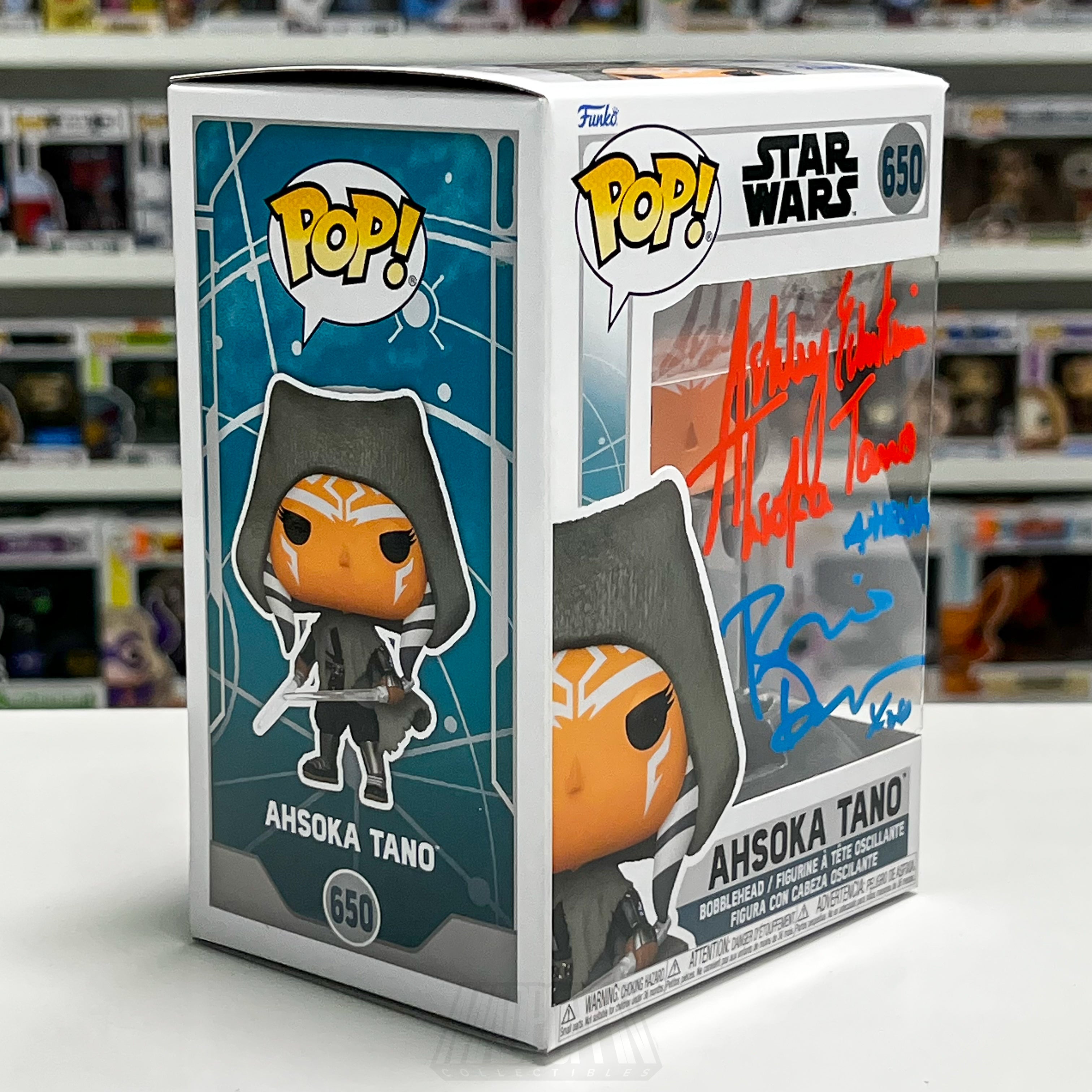 Funko Pop Star Wars Ahsoka Tano 650 Signed Ashley Eckstein Rosario Dawson COA - Madpoppin