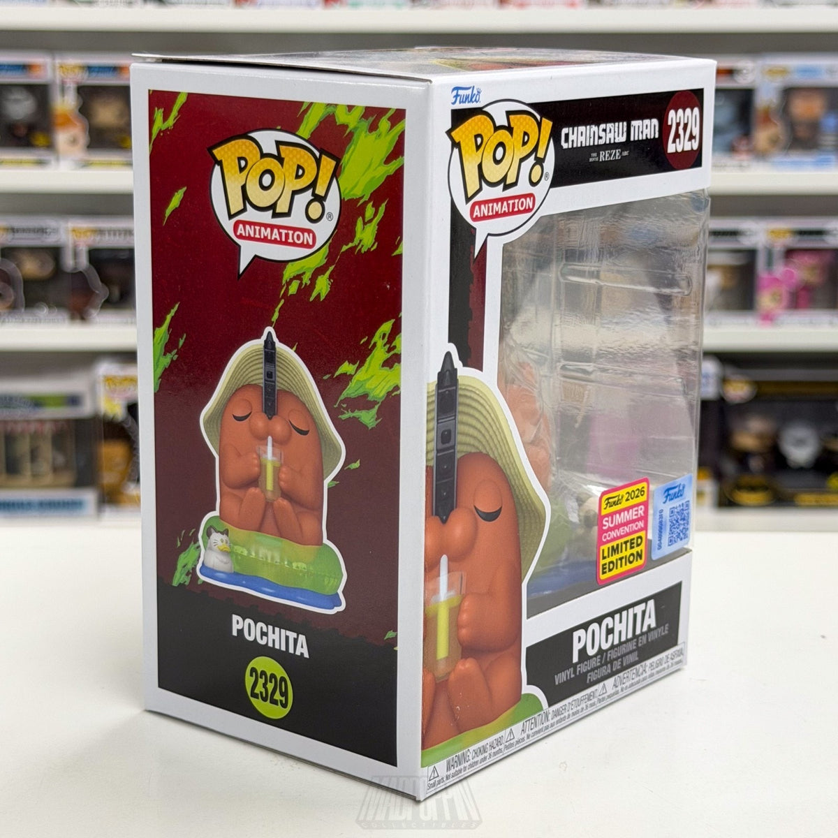 Funko Pop Anime Chainsaw Man Pochita Sunhat Lounging SDCC 2329 Toy Vinyl Figure