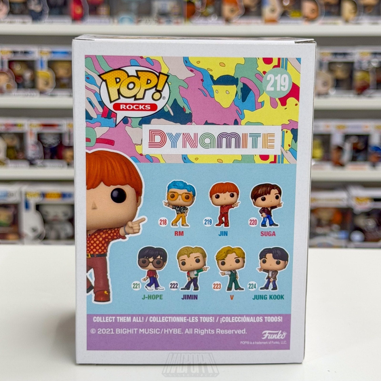 Funko Pop Rocks BTS Dynamite Jin 219 Boy Band Korean K-Pop Toy Vinyl Figure