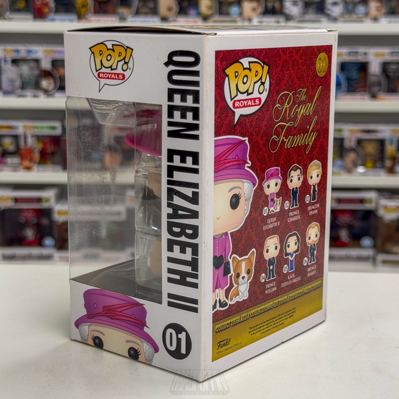 Funko Pop The Royal Family Queen Elizabeth II Pink Outfit Corgi 01 Vinyl Figure