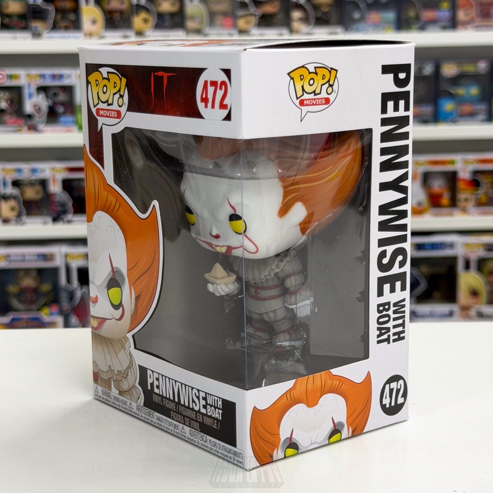 Funko Pop Movies It Pennywise w/Boat Yellow Eyes 472 Horror Stephen King Figure