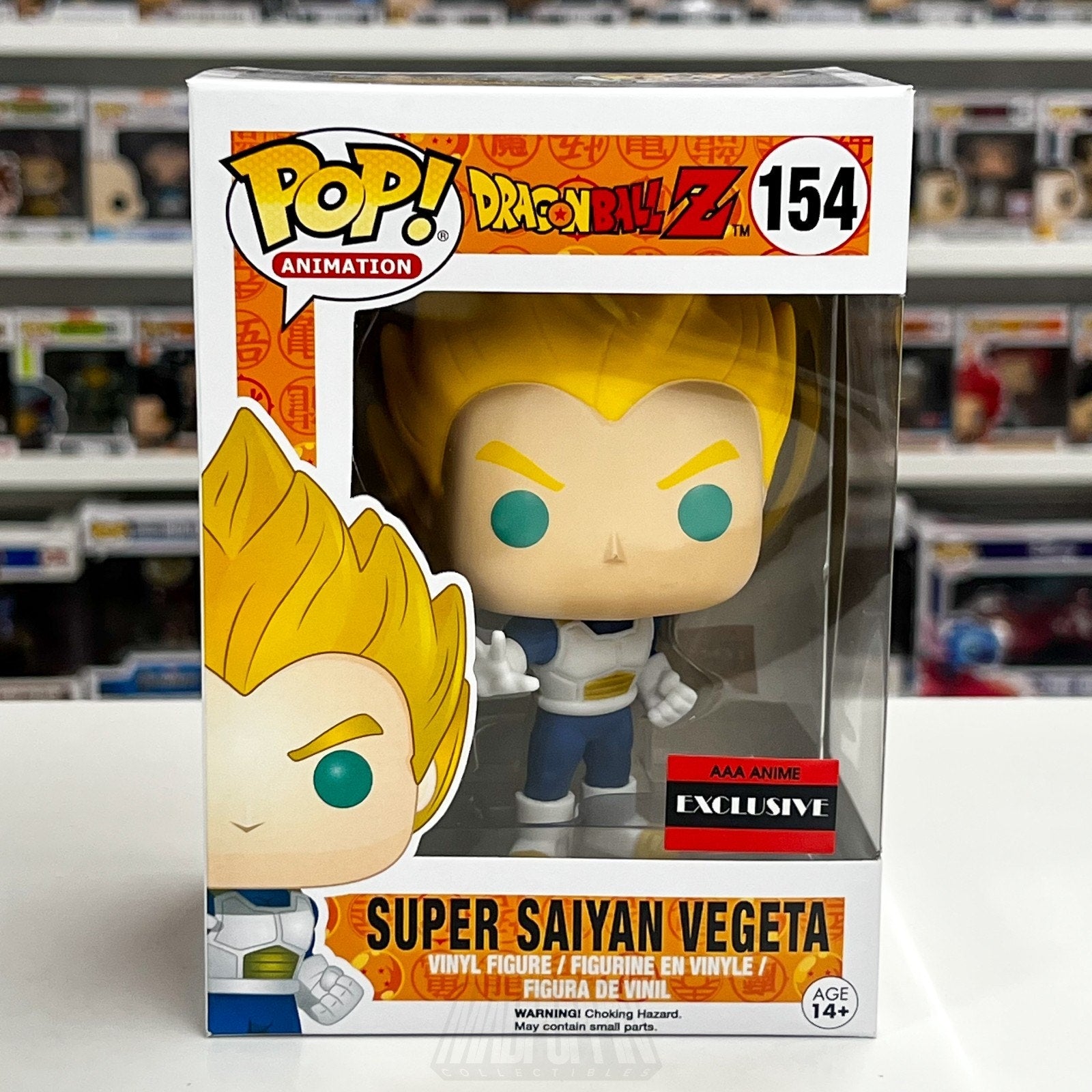 Funko Pop Anime Dragon Ball Z DBZ Super Saiyan Vegeta AAA Exclusive 154 Figure