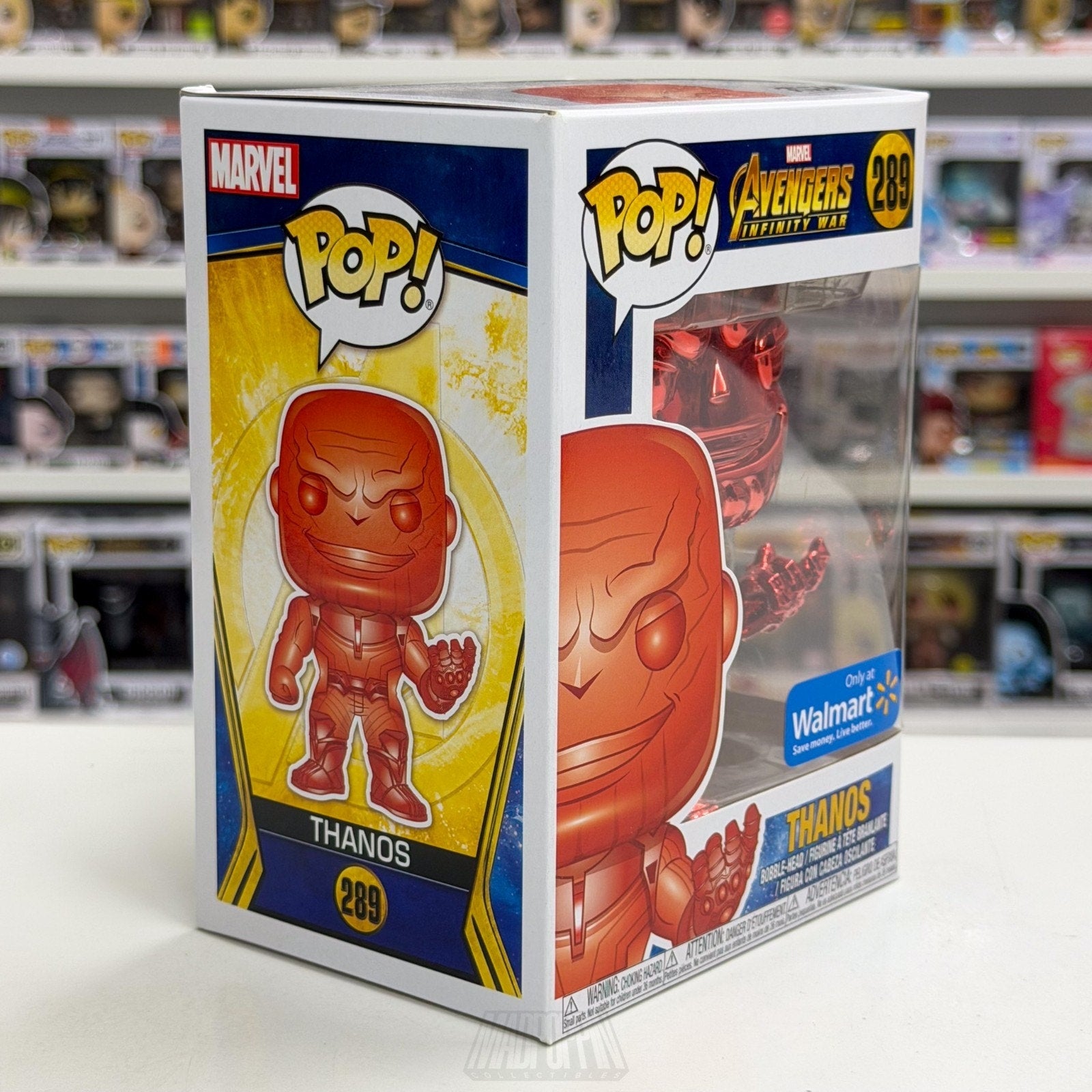 Funko Pop Marvel Avengers Infinity War Thanos Walmart Red Chrome 289 Toy Figure