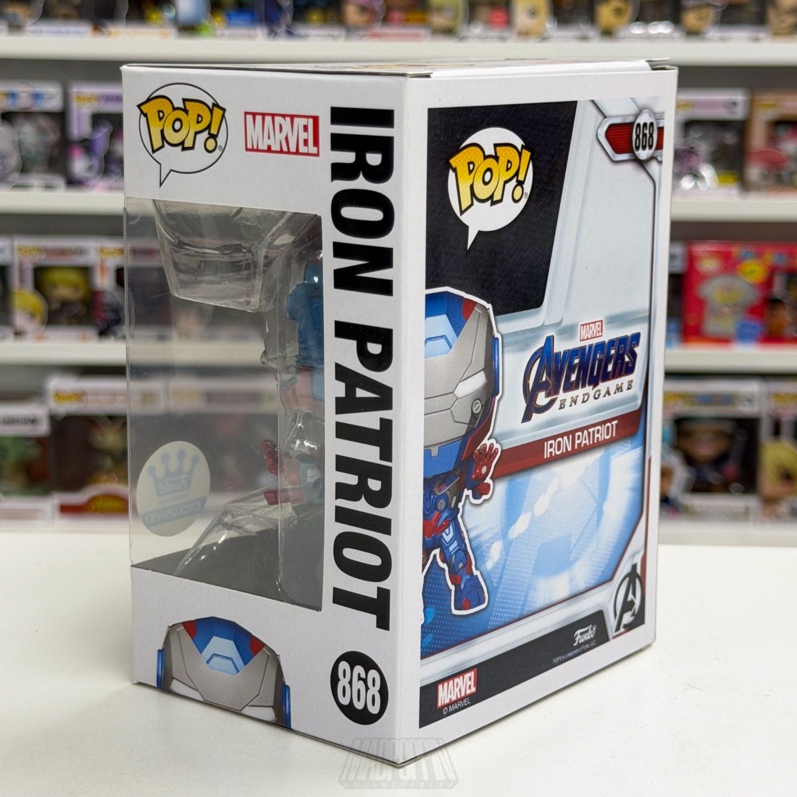 Funko Pop Marvel Avengers Endgame Iron Patriot Metallic Exclusive 868 Toy Figure