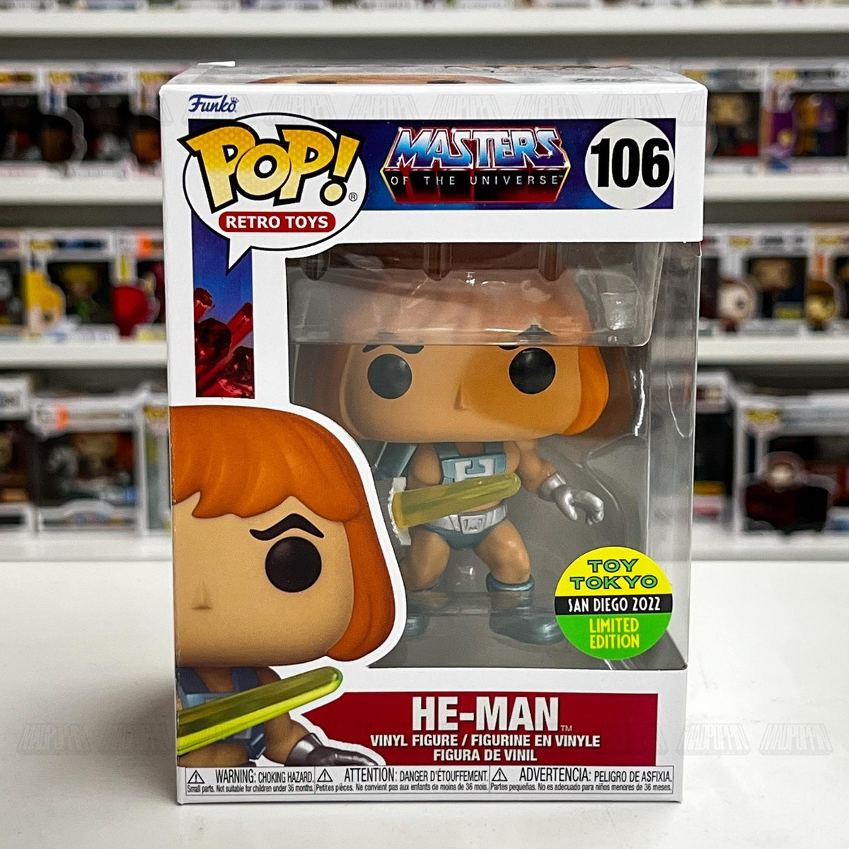 Funko Pop Retro Toys MOTU He-Man Sword of Power SDCC Toy Tokyo 106 Vinyl Figure
