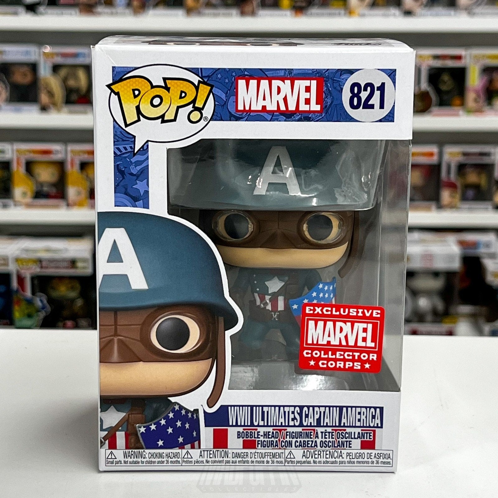 Funko Pop Marvel Collector Corps WWII Ultimates Captain America 821 Vinyl Figure