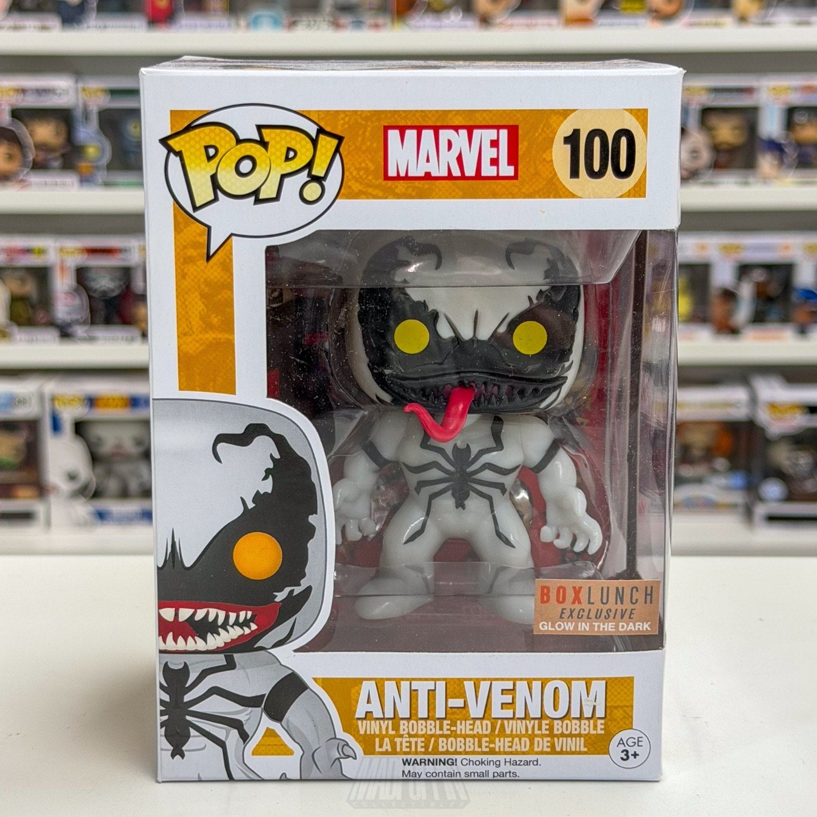 Funko Pop Marvel Anti-Venom Glow BoxLunch 100 Symbiote Spider-Man Vinyl Figure