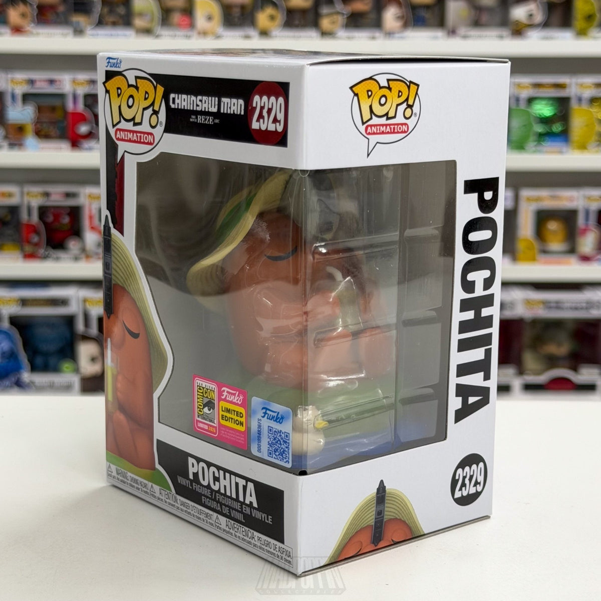 Funko Pop Anime Chainsaw Man Pochita Lounging 2329 SDCC 2026 Manga CON STICKER