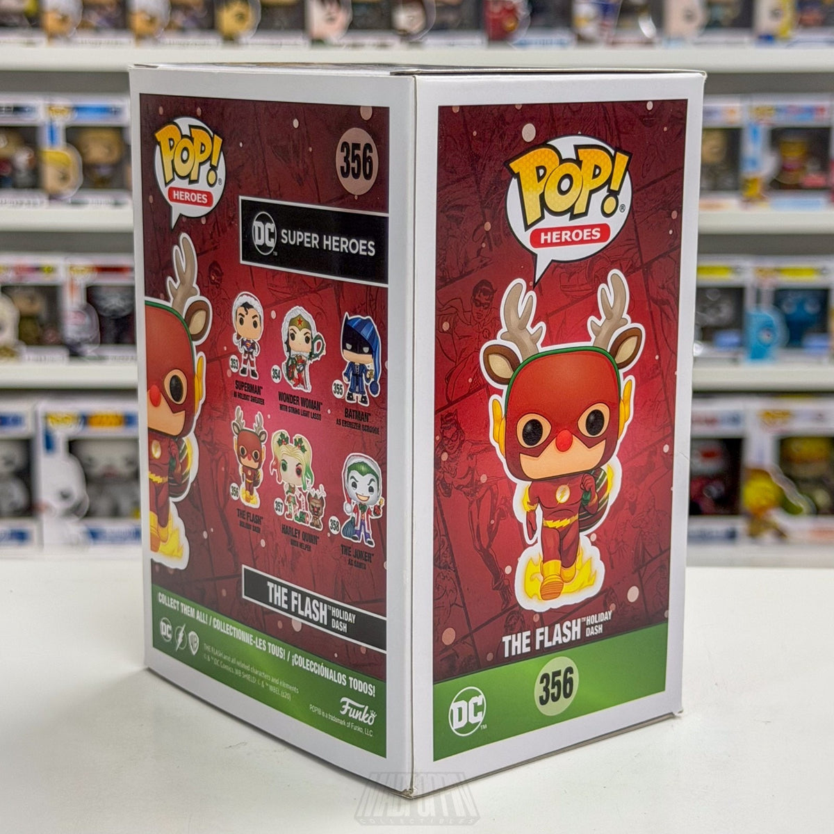 Funko Pop DC Super Heroes The Flash Holiday Dash Reindeer 356 Toy Vinyl Figure