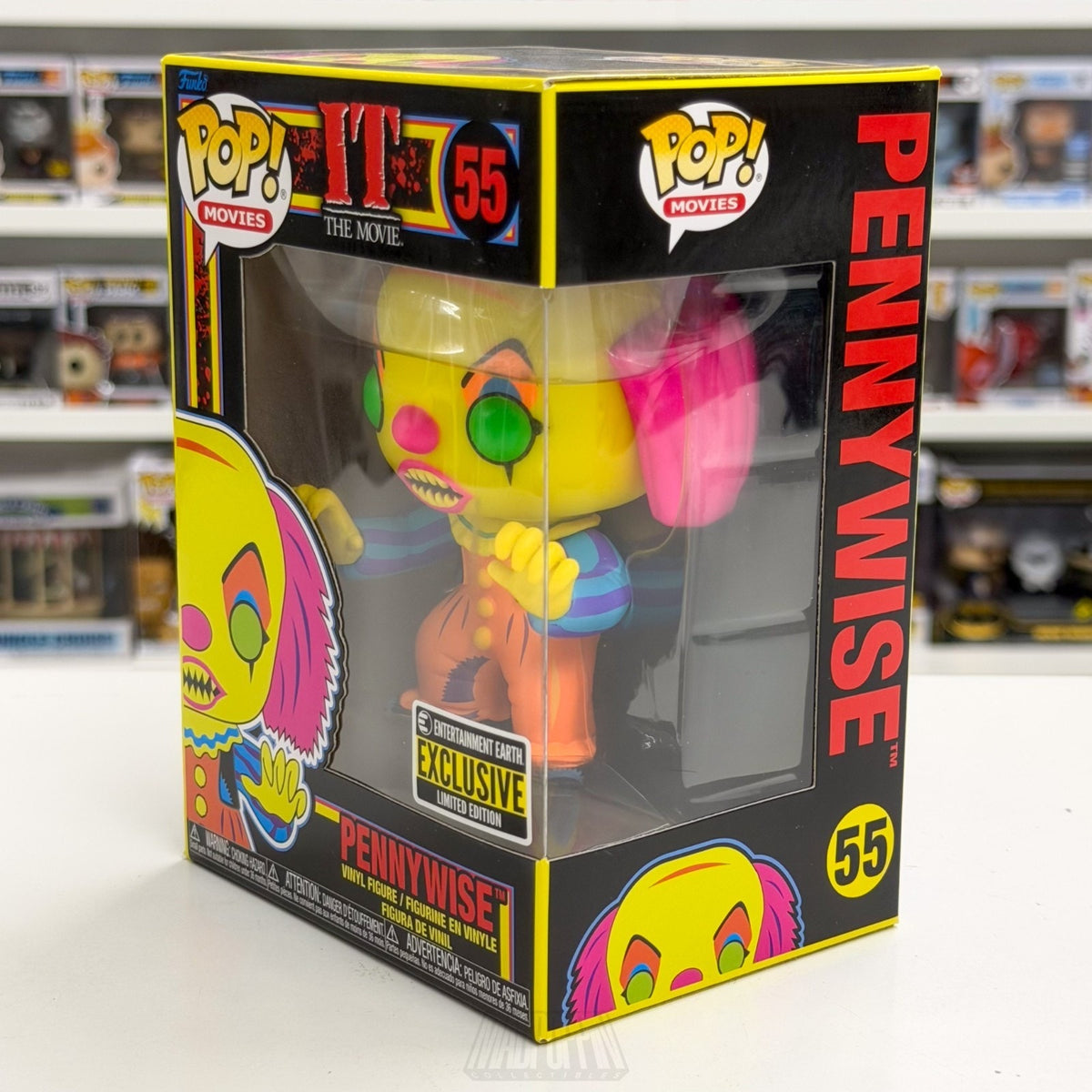 Funko Pop Movies It Pennywise Blacklight Entertainment Earth 55 Toy Vinyl Figure