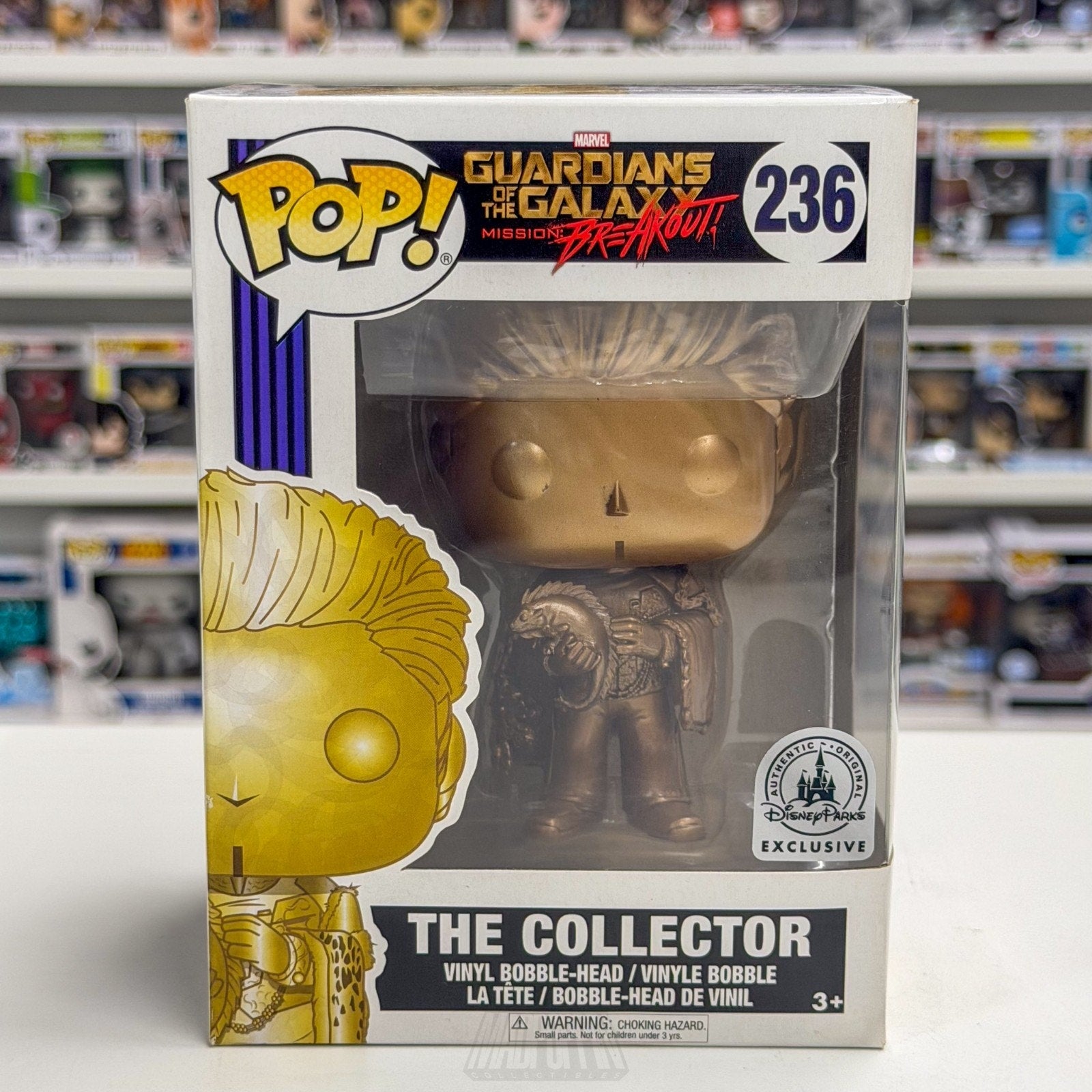 Funko Pop Marvel GOTG Disney Ride Mission Breakout The Collector Gold 236 Figure