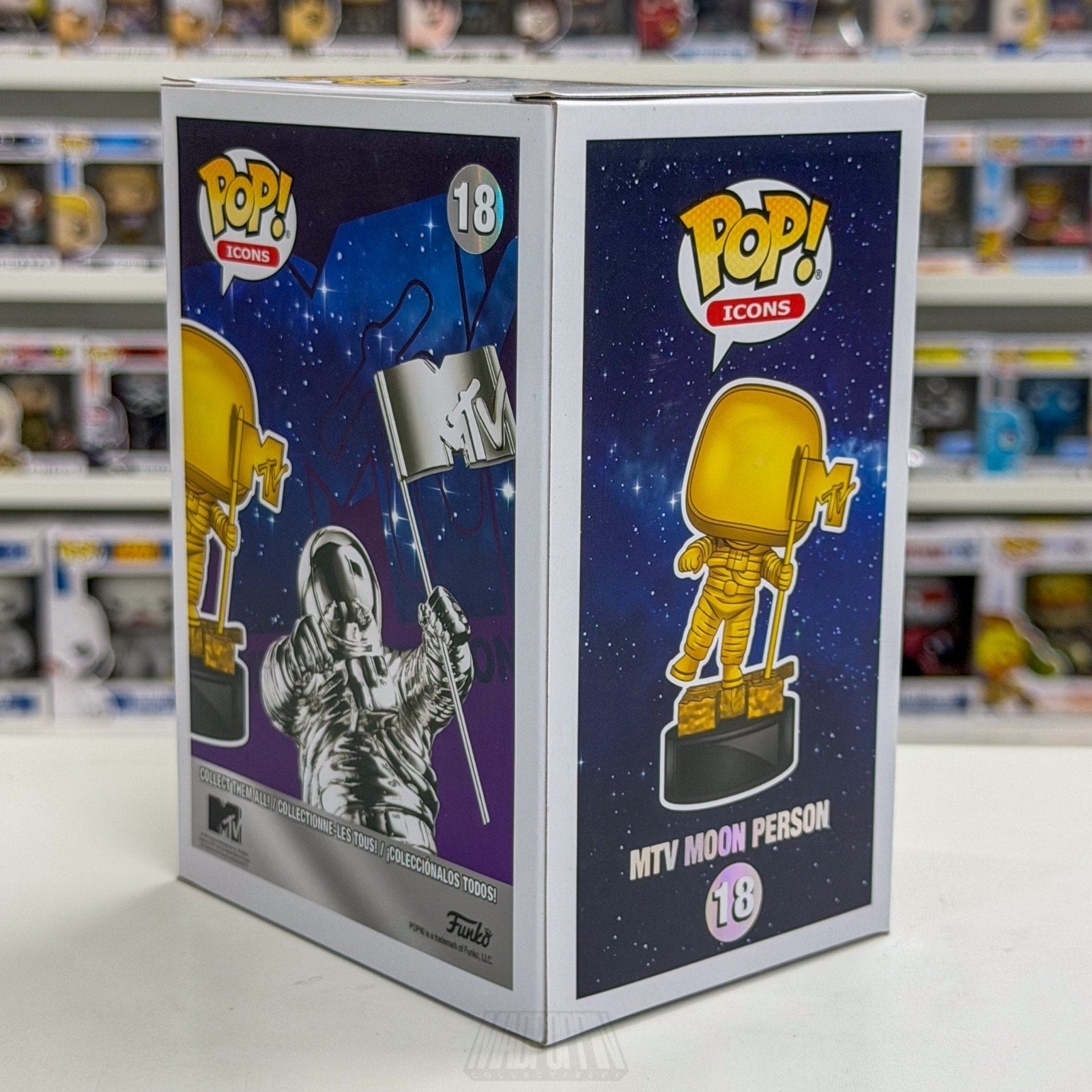 Funko Pop Icons MTV Moon Person Gold Hollywood Exclusive 18 Statue Vinyl Figure
