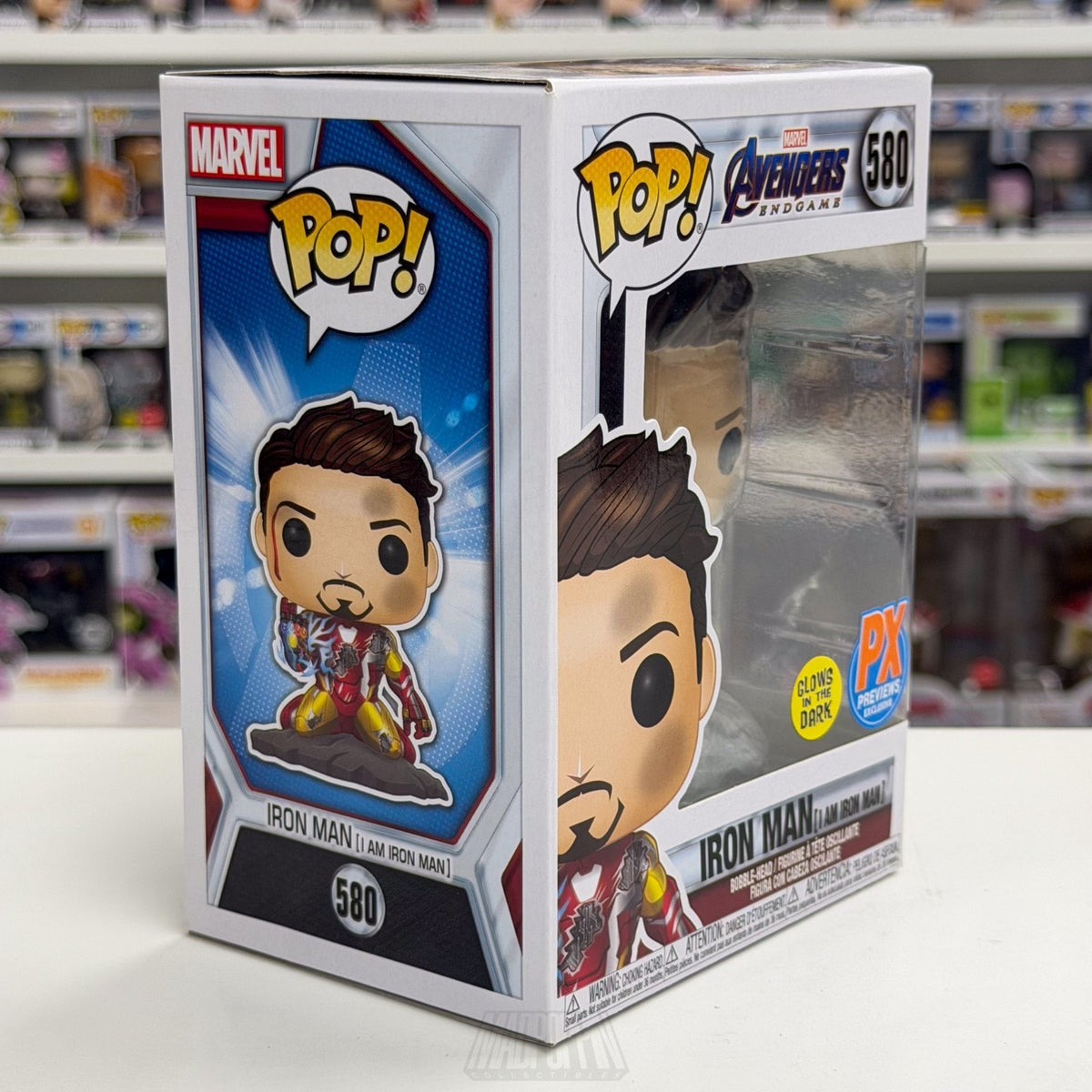 Funko PopMarvel Avengers Endgame I Am Iron Man Glow PX 580 Snap Toy Vinyl Figure