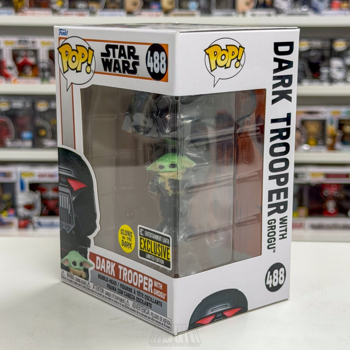 Funko Pop Star Wars Dark Trooper w/Grogu Entertainment Earth 488 Vinyl Figure