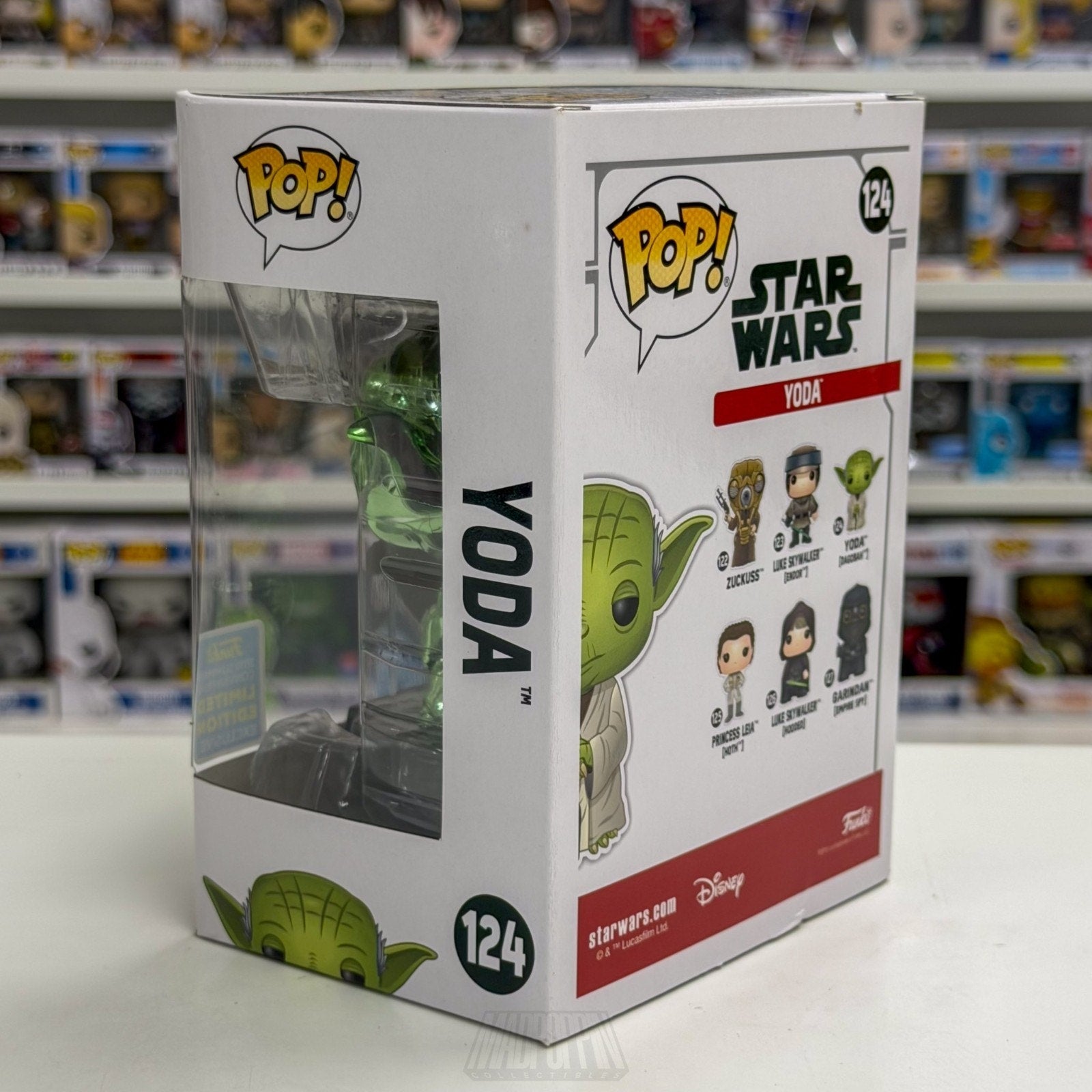 Funko Pop Star Wars Yoda Green Chrome SDCC Summer 124 Jedi Master Vinyl Figure