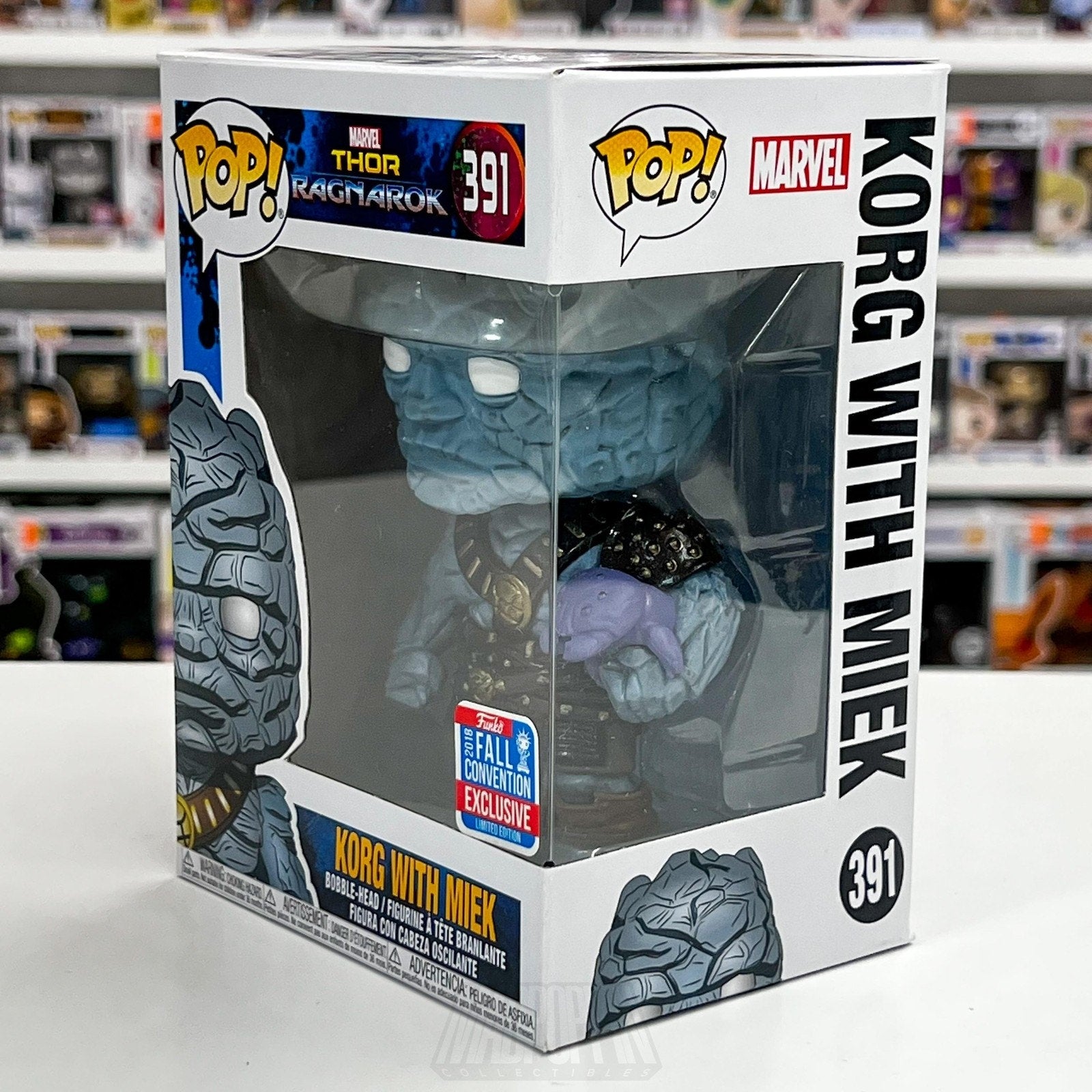 Funko Pop Marvel Thor Ragnarok Korg w/Miek 391 2018 Fall Con NYCC Vinyl Figure