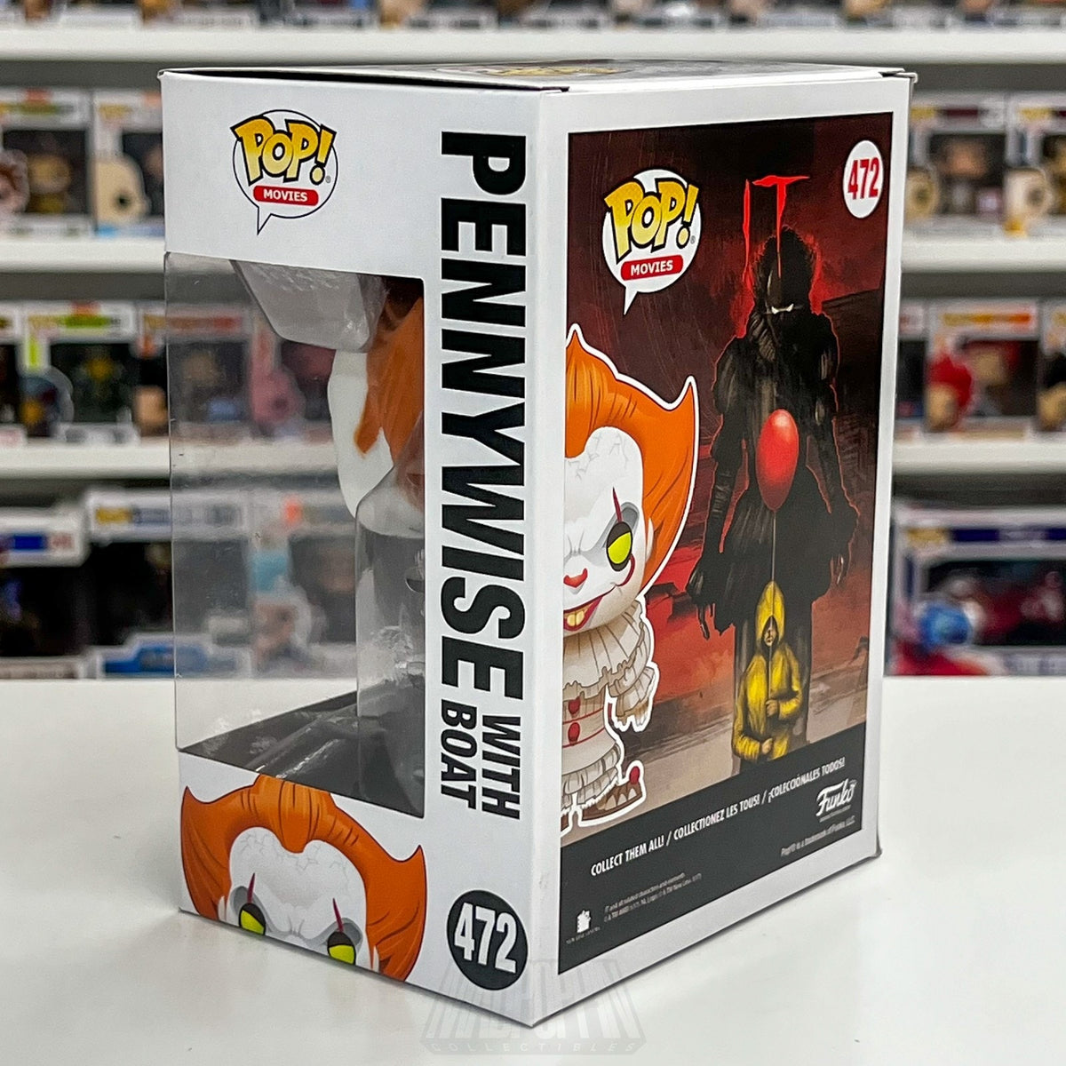 Funko Pop Movies IT Pennywise With Boat Blue Eyes 472 Horror Clown Vinyl Figure