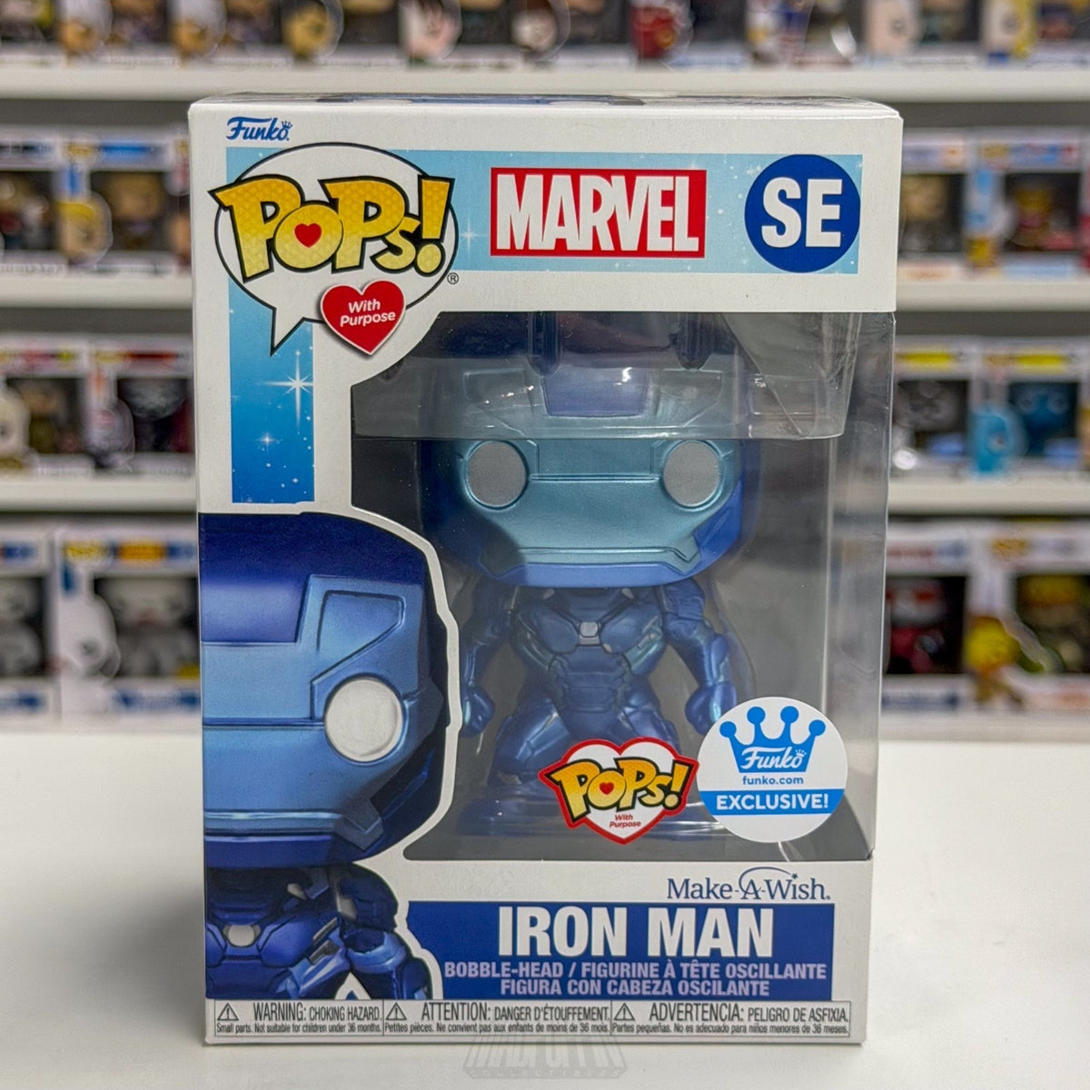 Funko Pop Marvel Make A Wish Iron Man Blue Metallic Exclusive SE Vinyl Figure