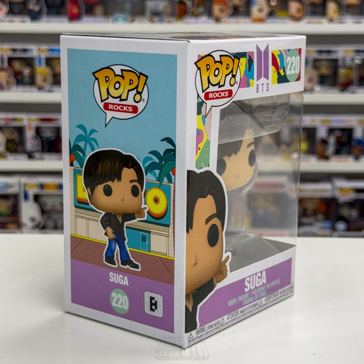 Funko Pop Rocks BTS Dynamite Suga 220 Yoon-gi Boy Band Korean K-Pop Toy Figure