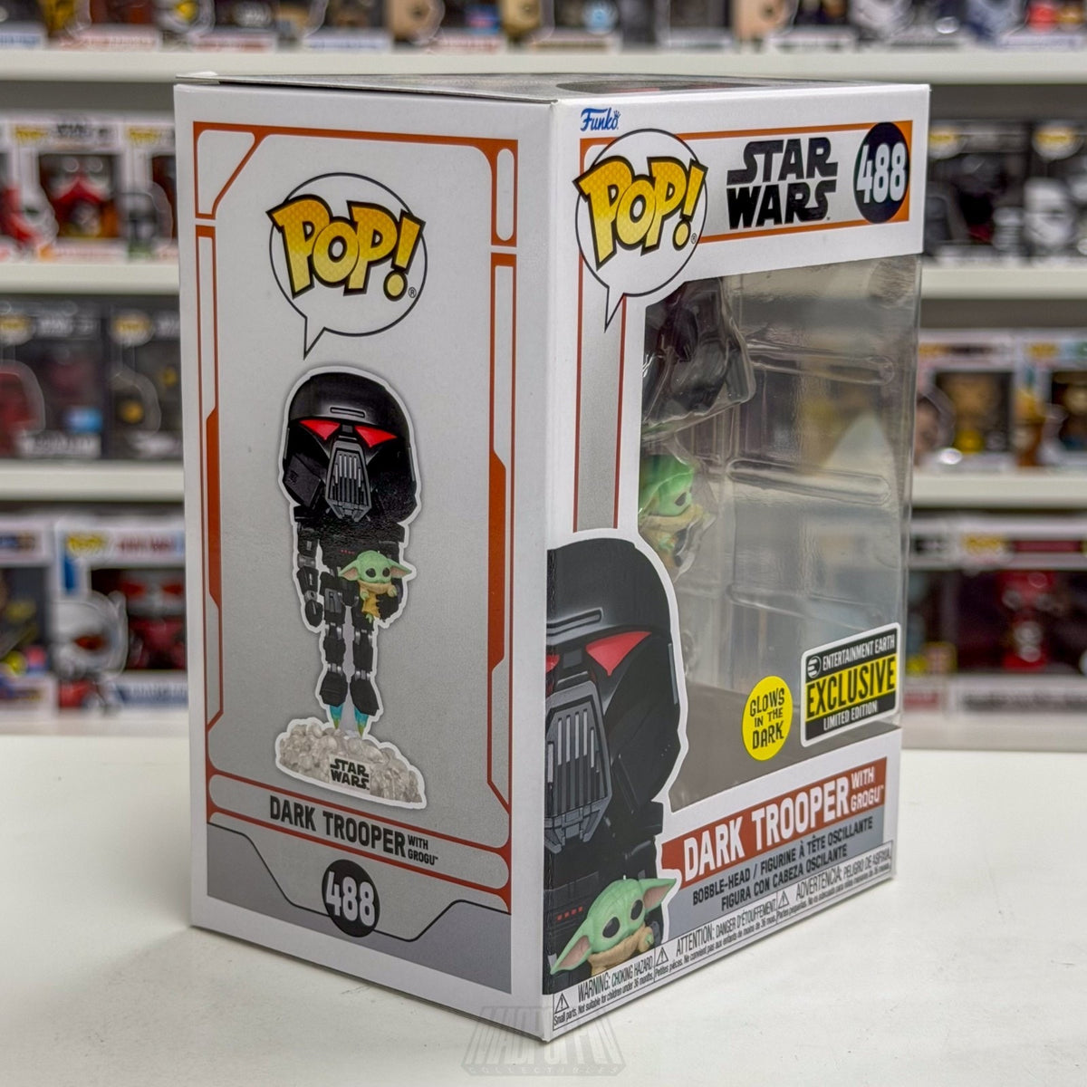 Funko Pop Star Wars Dark Trooper w/Grogu Entertainment Earth 488 Vinyl Figure