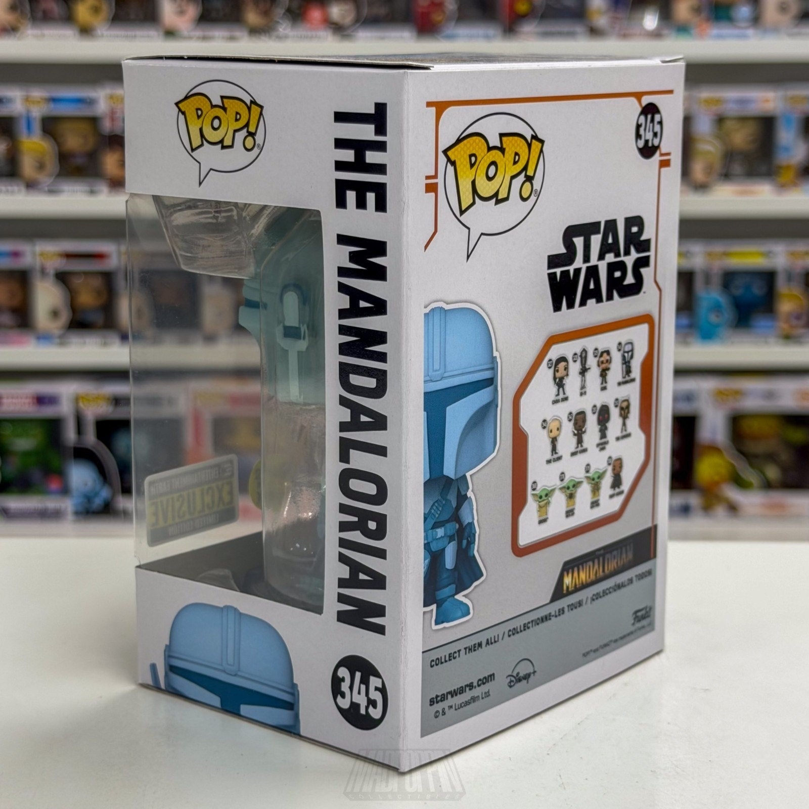 Funko Pop Star Wars Mandalorian Holographic Glow Entertainment Earth 345 Figure