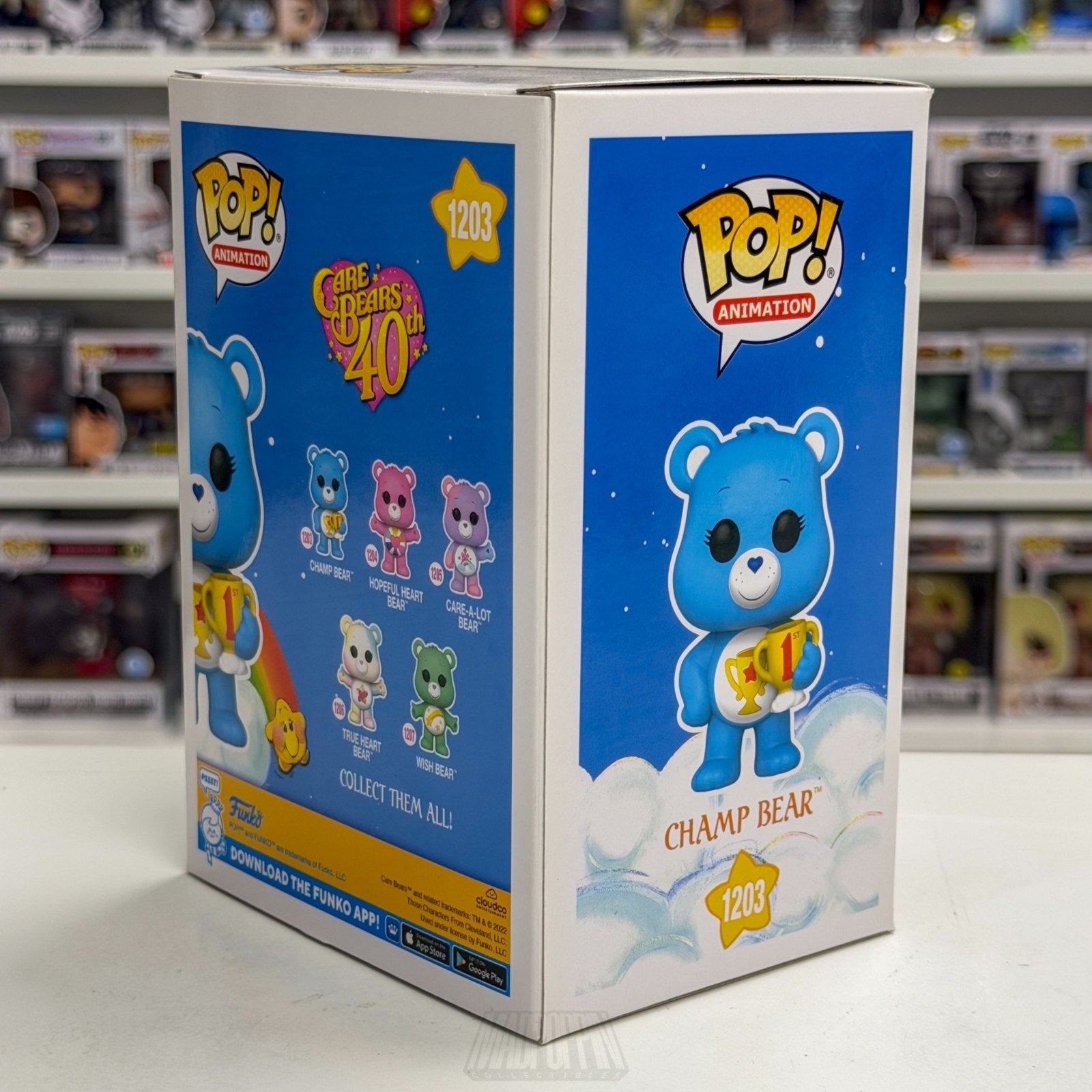 Funko Pop Animation Care Bears Champ Bear w/Trophy 1203 Cartoon 80s Vinyl Figure